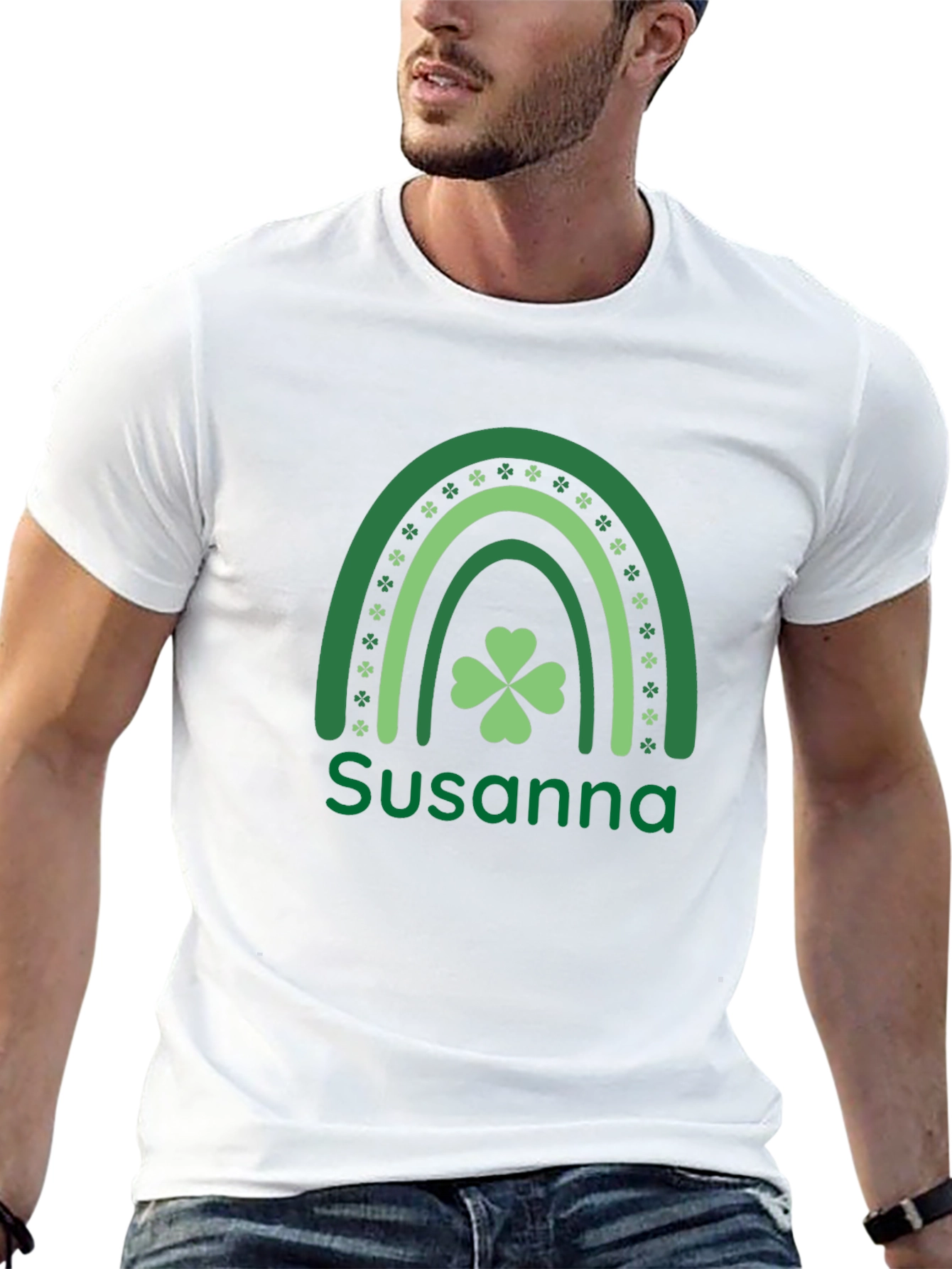St. Patricks Day Susanna Clover Rainbow Tee