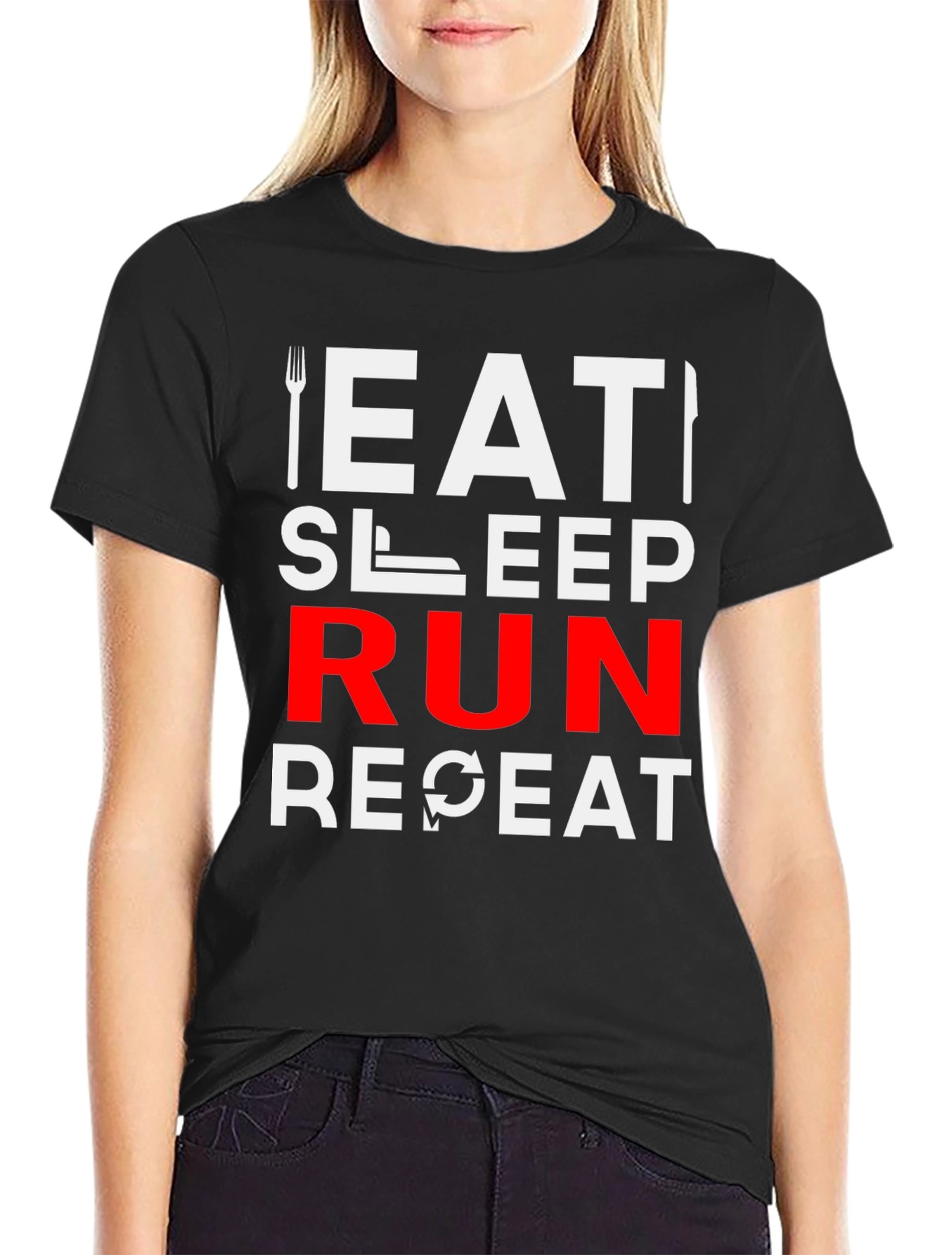 Eat Sleep Run Repeat Graphic T-Shirt