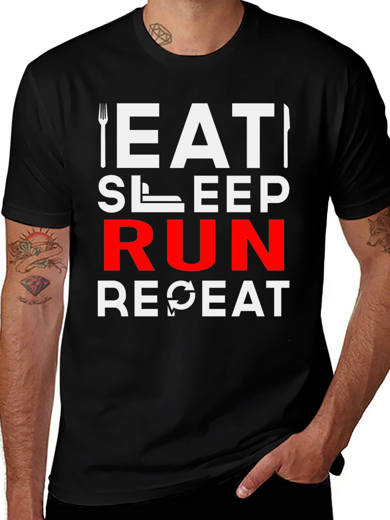 Eat Sleep Run Repeat Graphic T-Shirt
