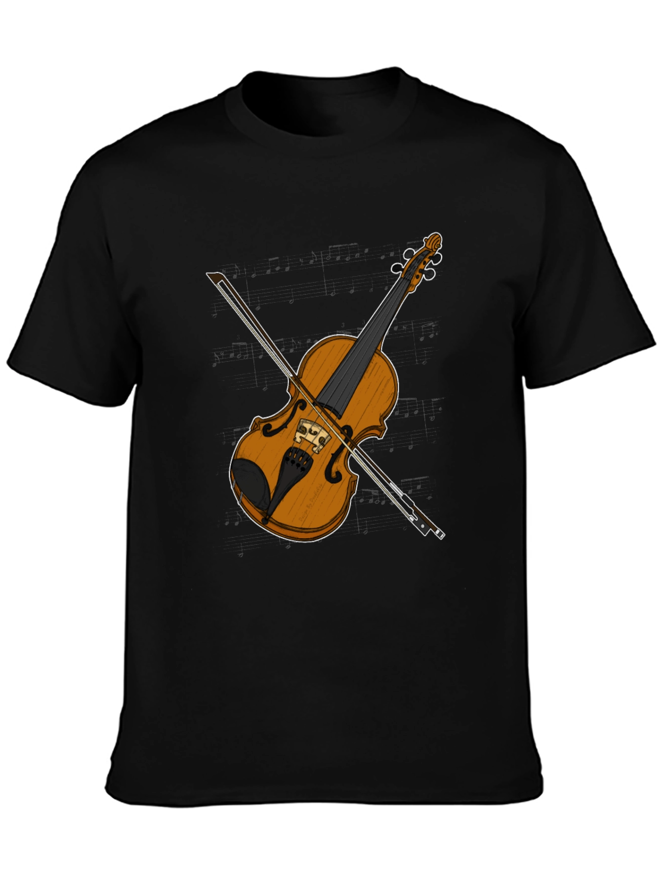Violin Graphic Tee - Black Casual T-Shirt