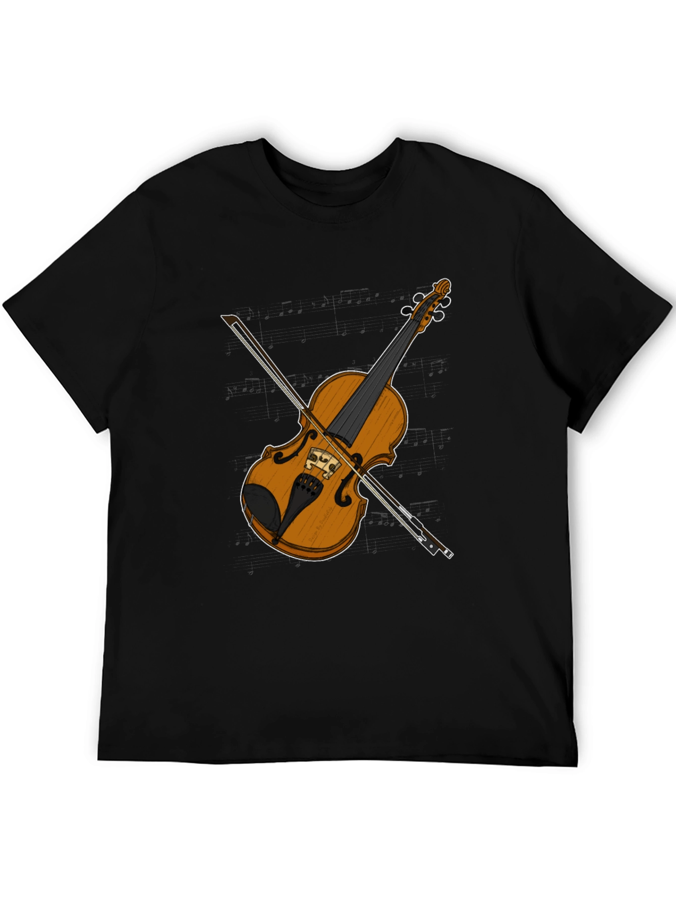 Violin Graphic Tee - Black Casual T-Shirt