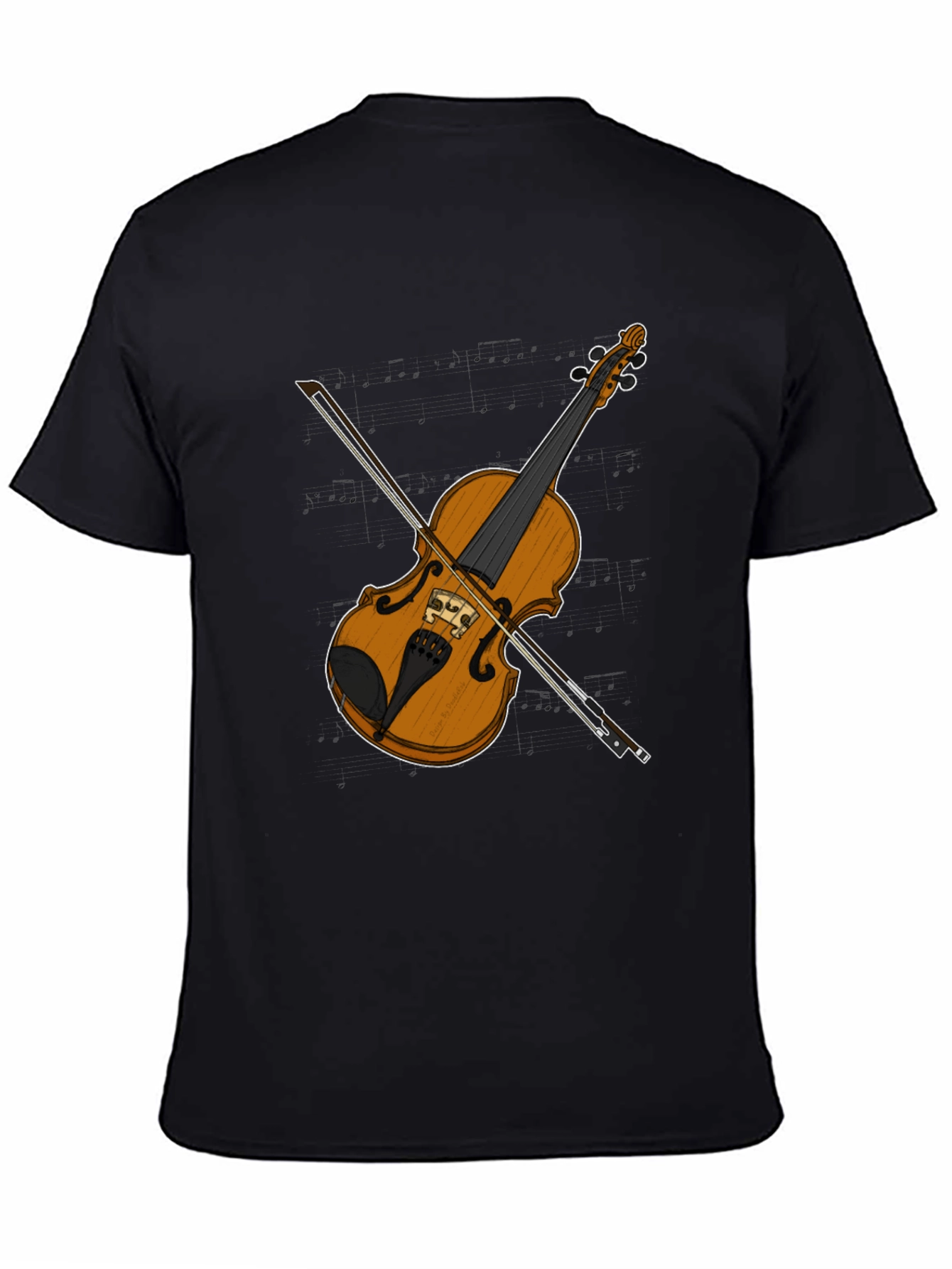Violin Graphic Tee - Black Casual T-Shirt