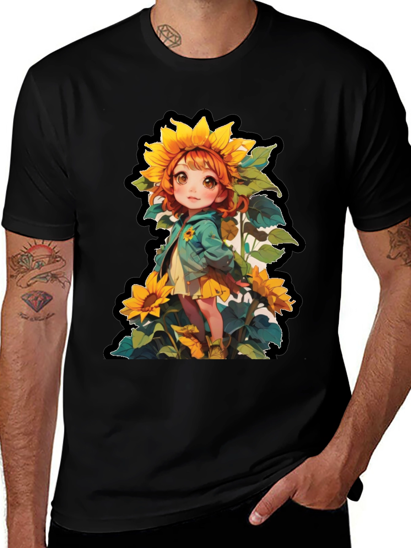 Sunflower Girl Graphic T-Shirt - Unique Anime Style
