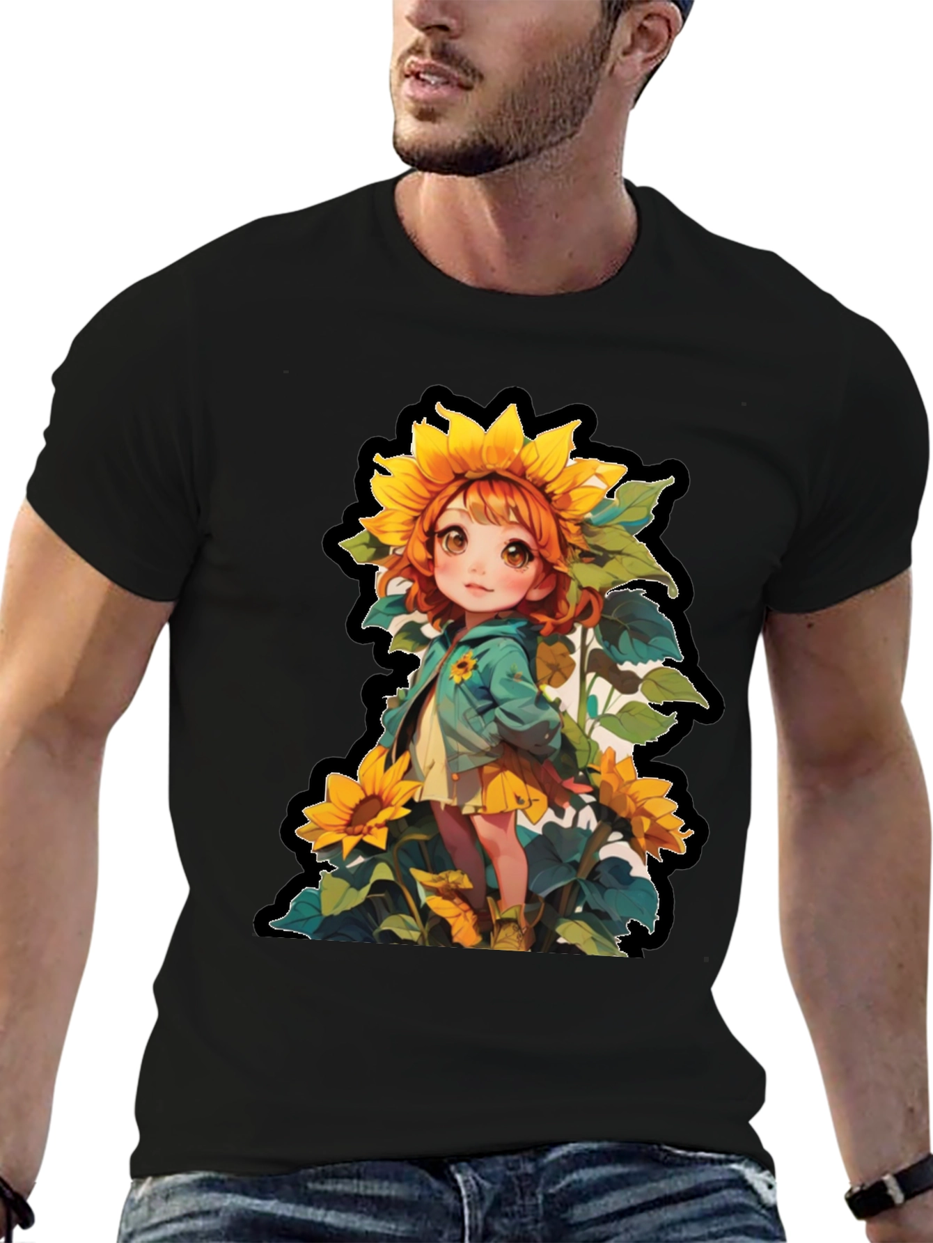 Sunflower Girl Graphic T-Shirt - Unique Anime Style