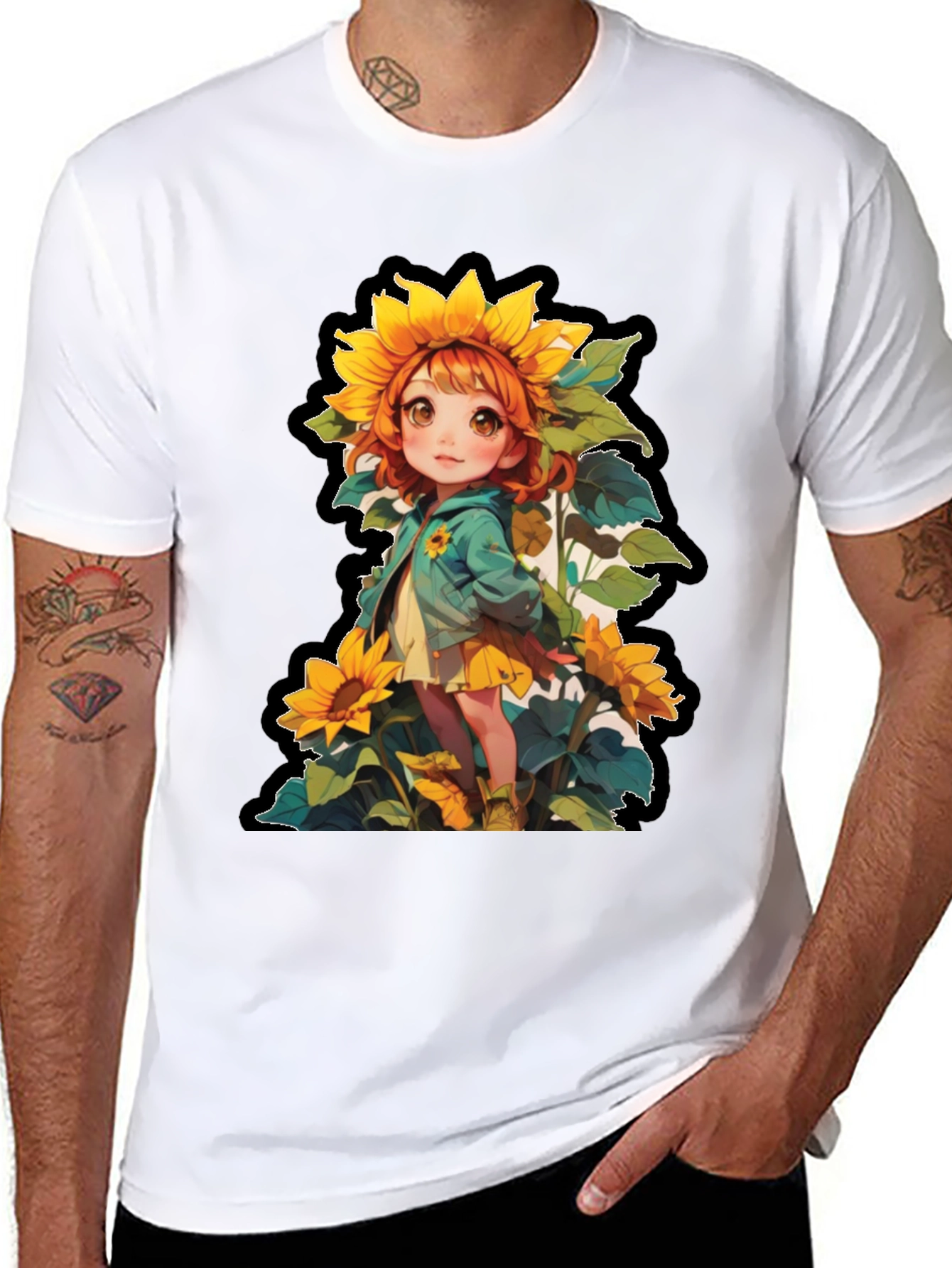 Sunflower Girl Graphic T-Shirt - Unique Anime Style