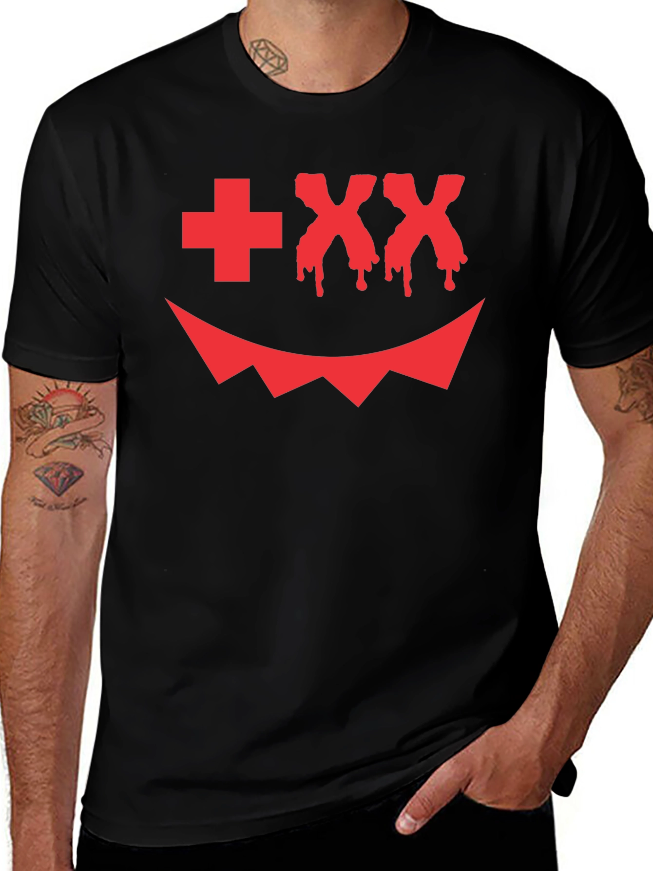 Scary Face Graphic Tee - Halloween Style