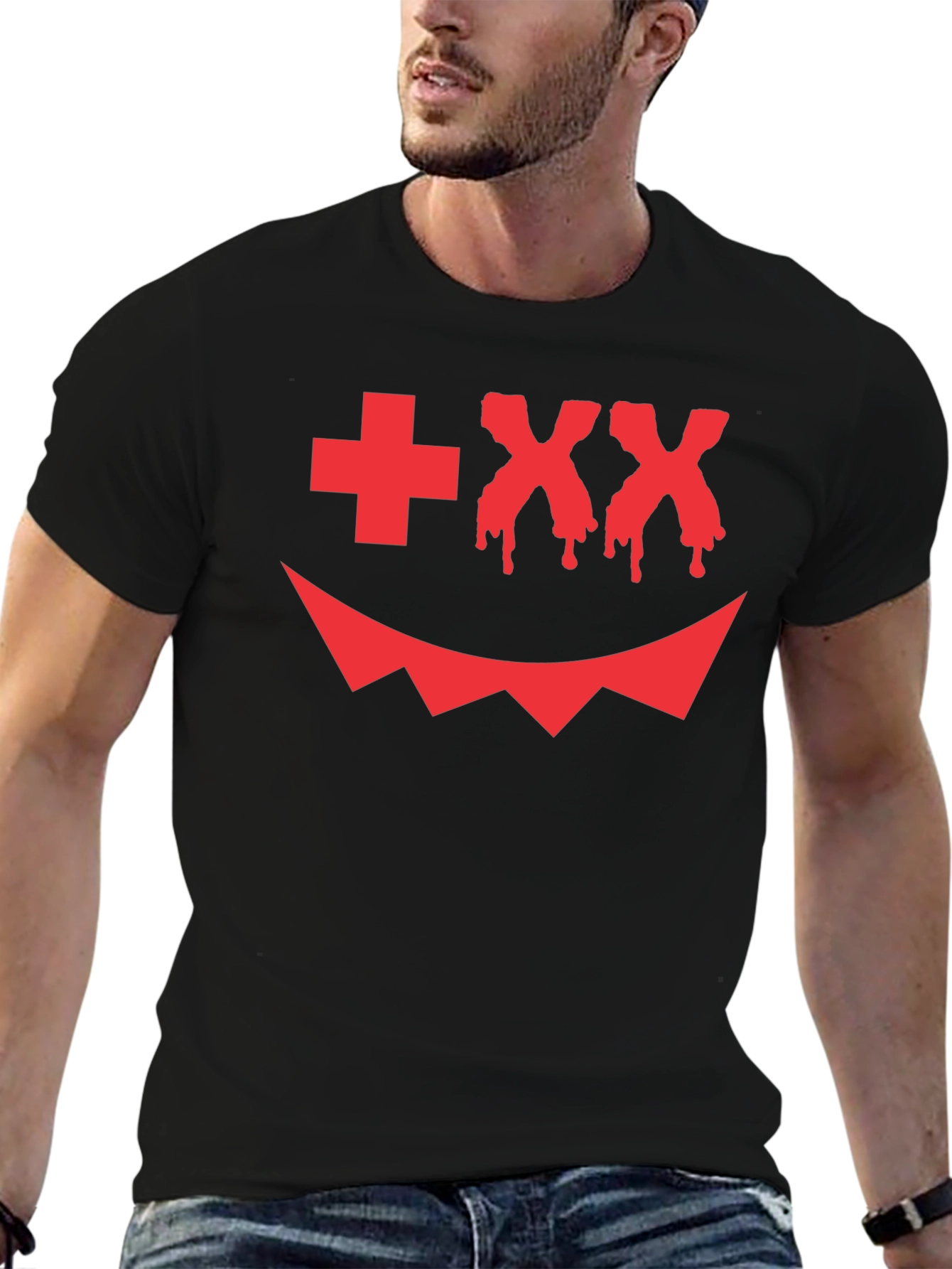 Scary Face Graphic Tee - Halloween Style