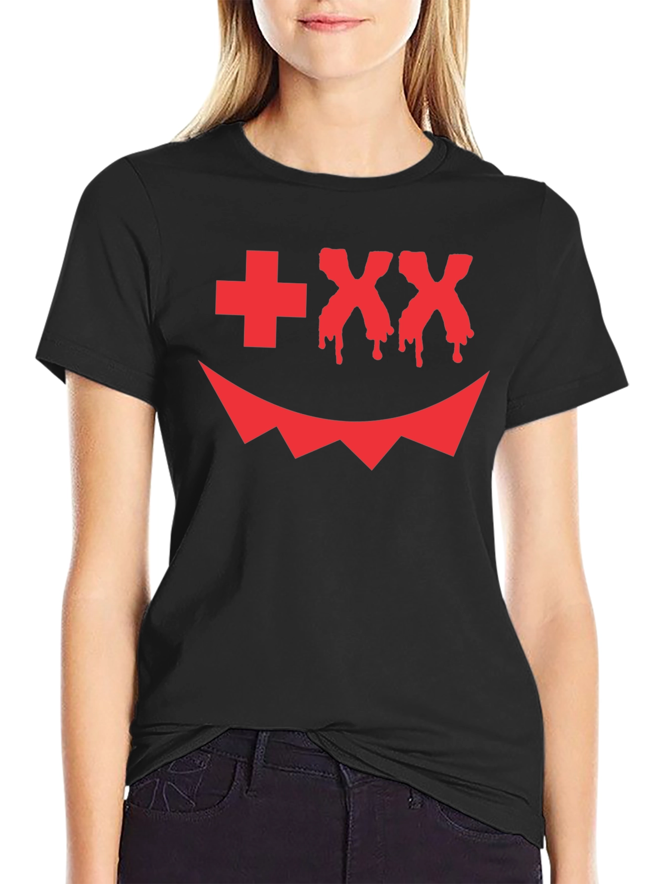 Scary Face Graphic Tee - Halloween Style