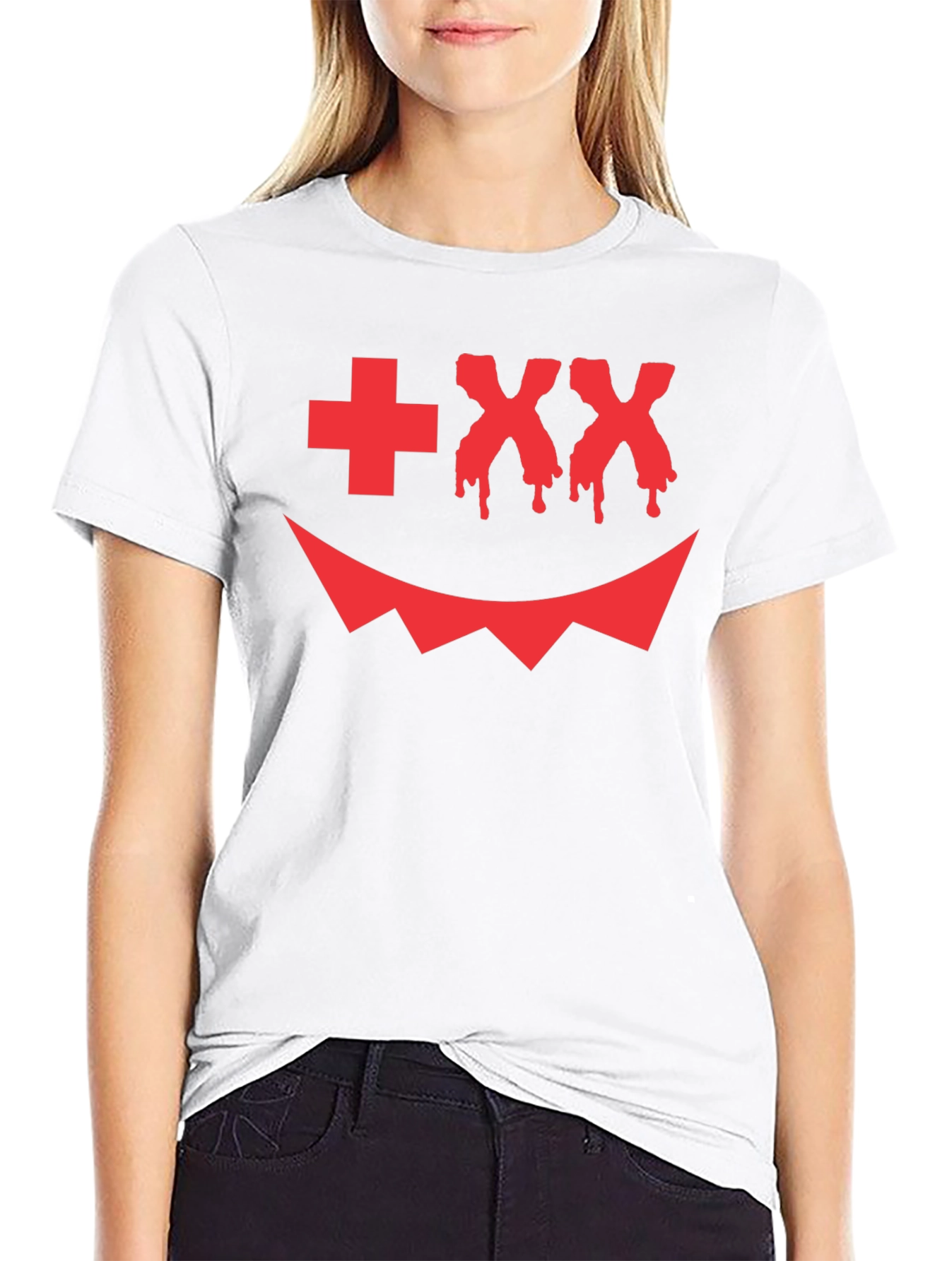 Scary Face Graphic Tee - Halloween Style