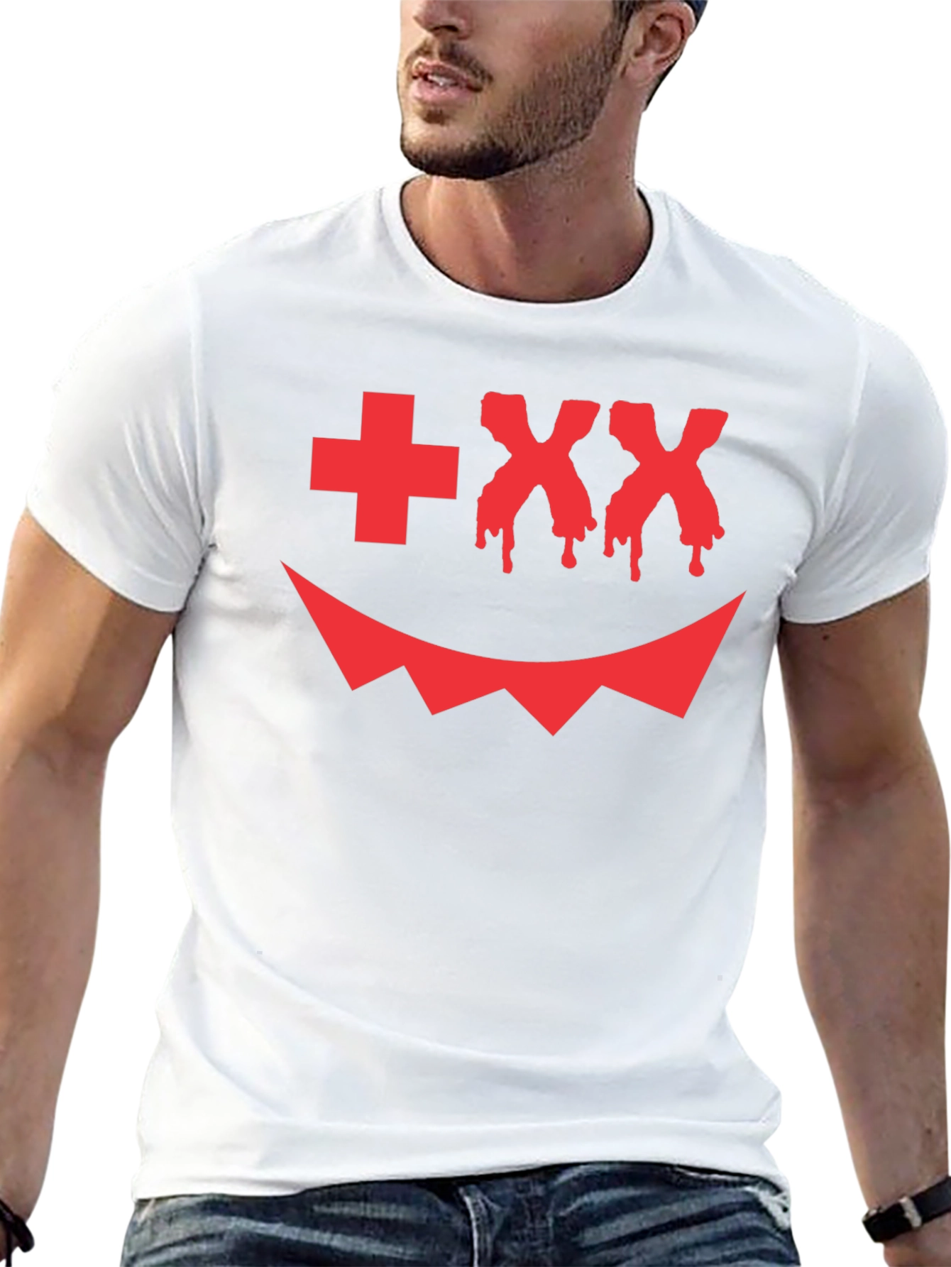Scary Face Graphic Tee - Halloween Style