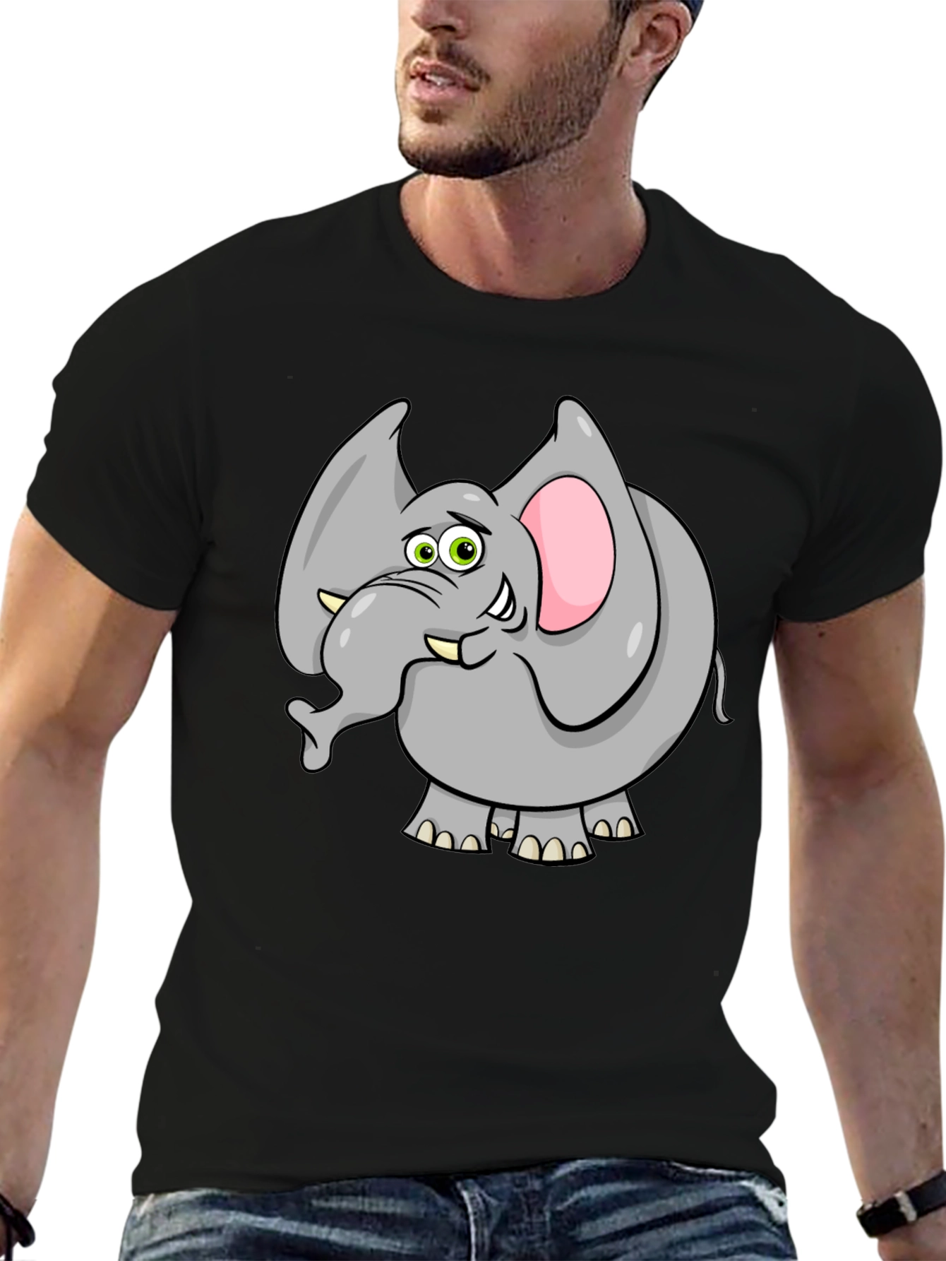 Elephant Graphic Tee - Quirky Animal Cartoon T-Shirt