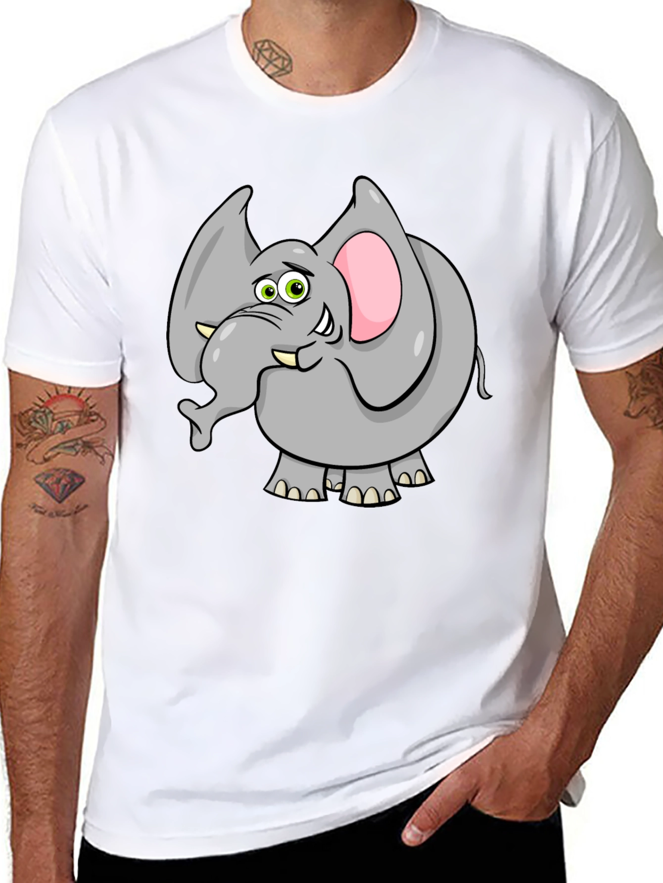 Elephant Graphic Tee - Quirky Animal Cartoon T-Shirt