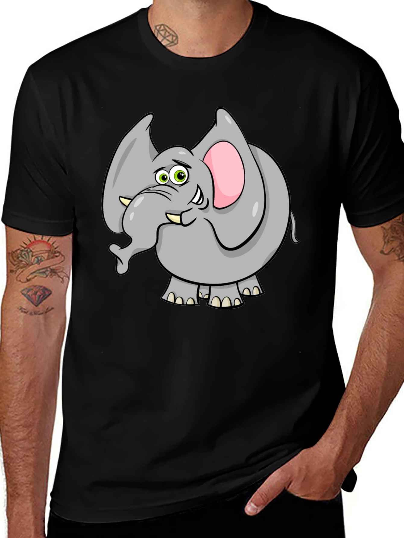 Elephant Graphic Tee - Quirky Animal Cartoon T-Shirt