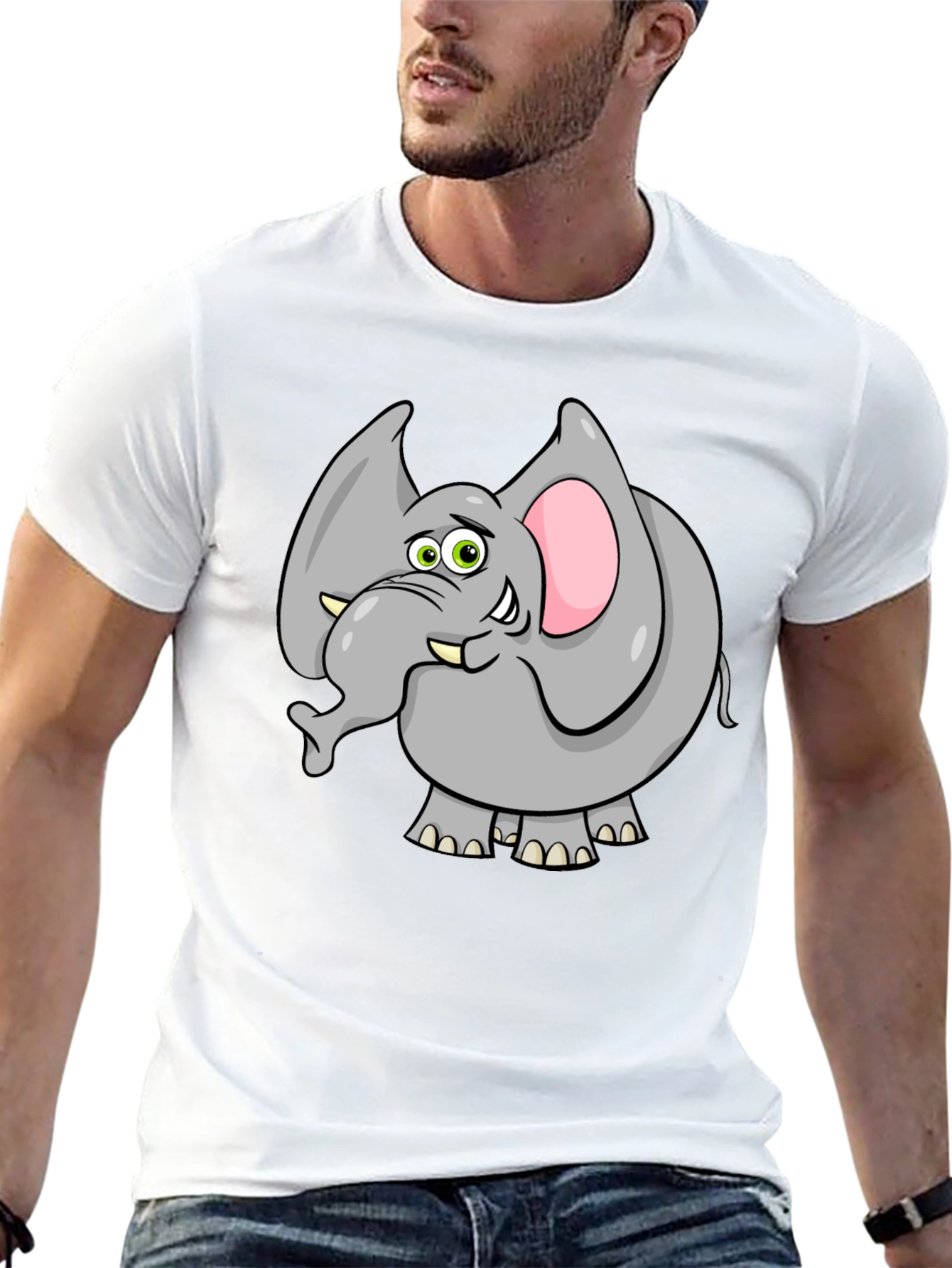 Elephant Graphic Tee - Quirky Animal Cartoon T-Shirt