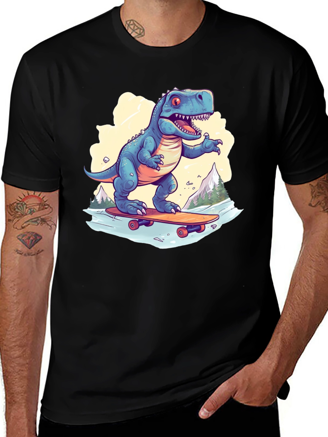 Skateboarding Dinosaur Graphic Tee
