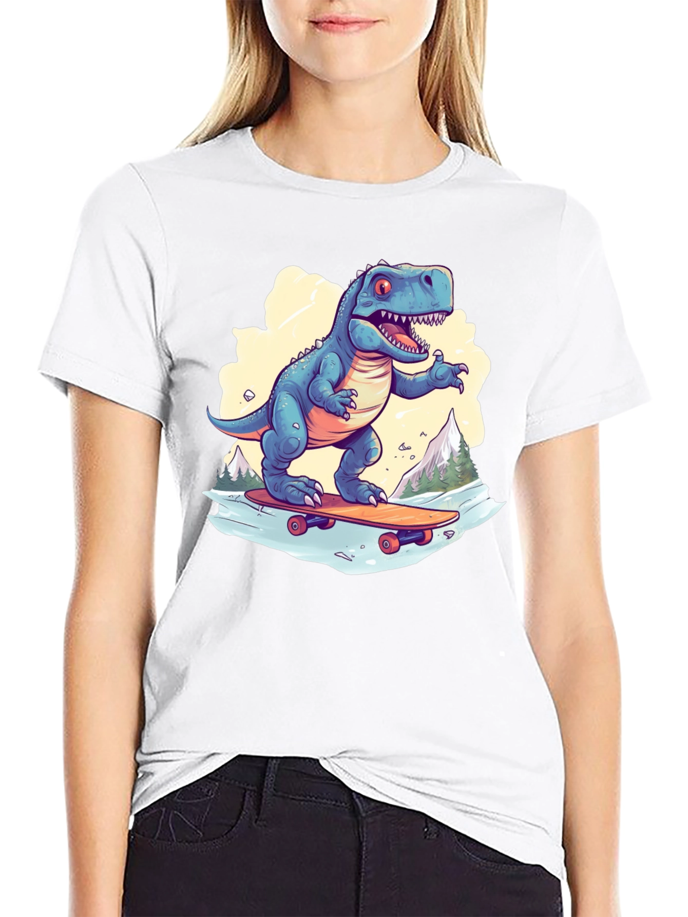 Skateboarding Dinosaur Graphic Tee