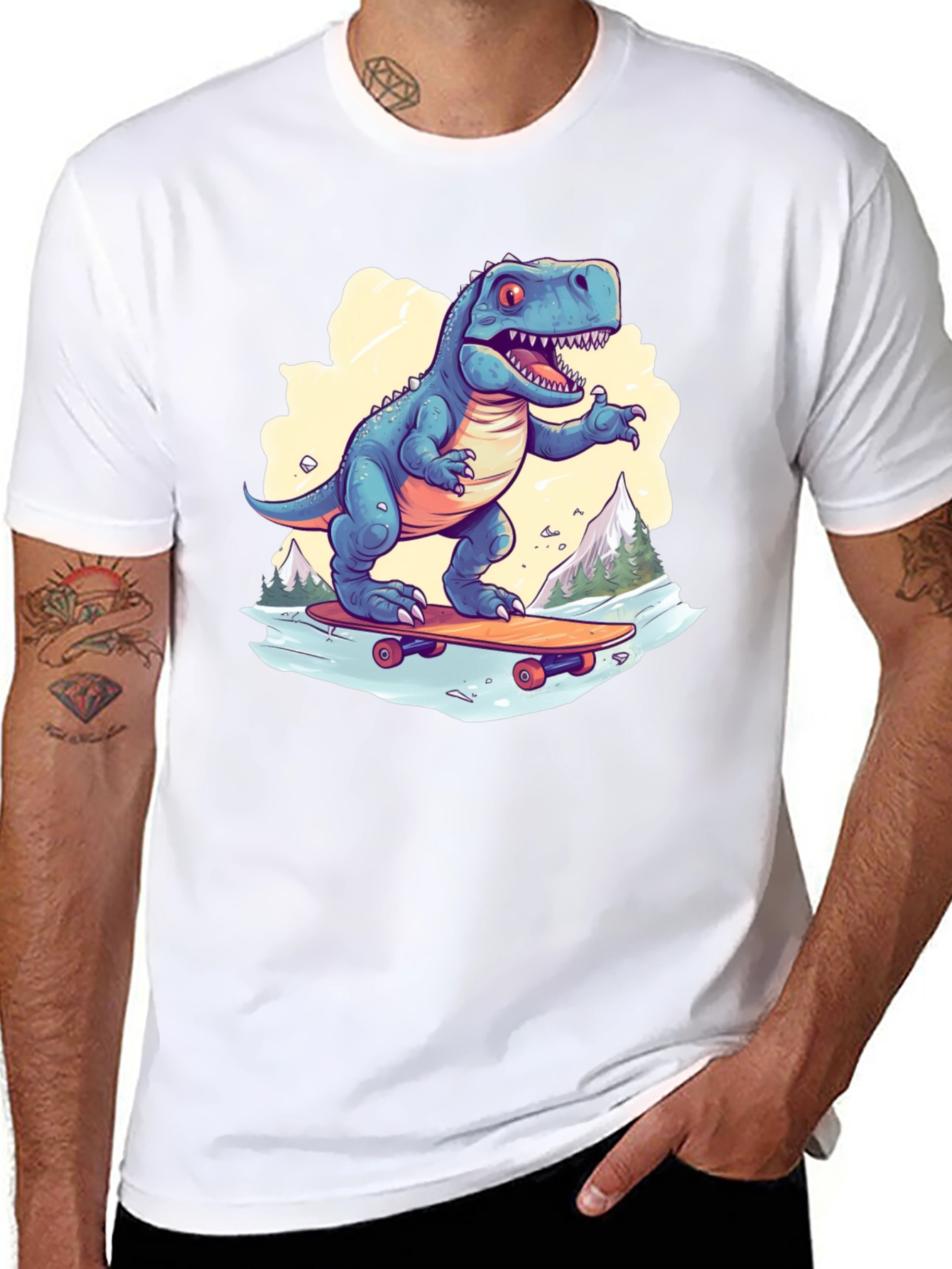 Skateboarding Dinosaur Graphic Tee