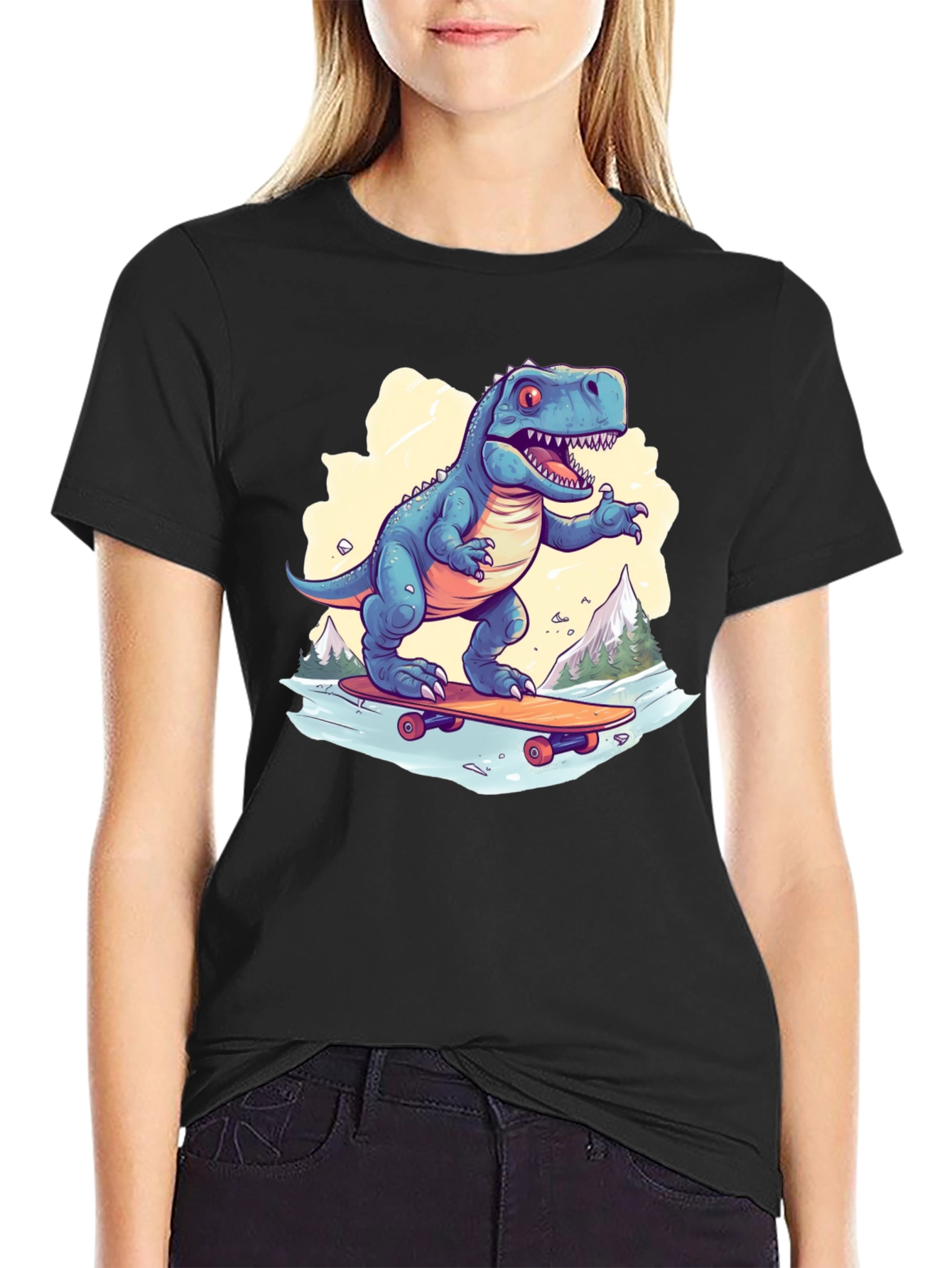 Skateboarding Dinosaur Graphic Tee