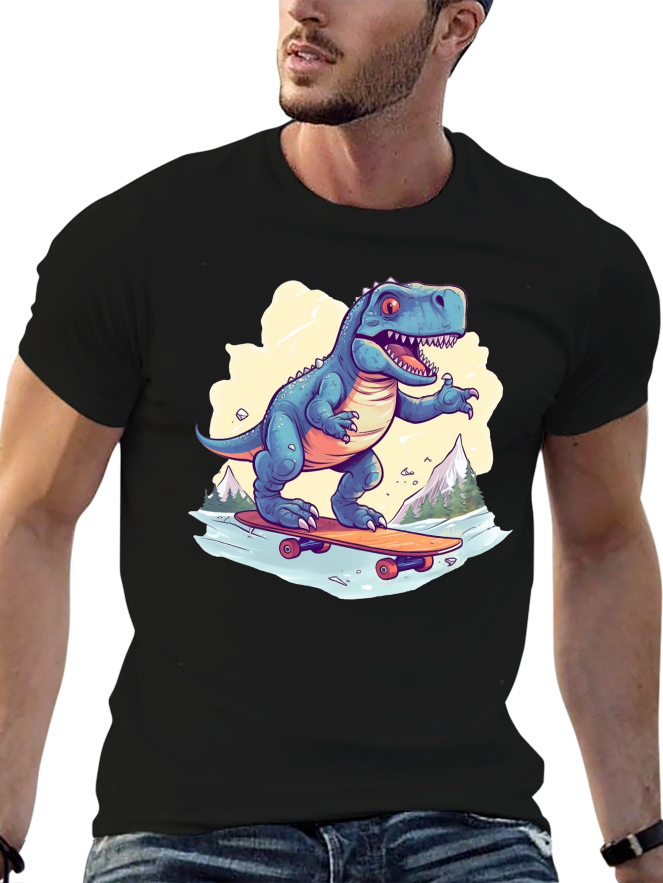 Skateboarding Dinosaur Graphic Tee