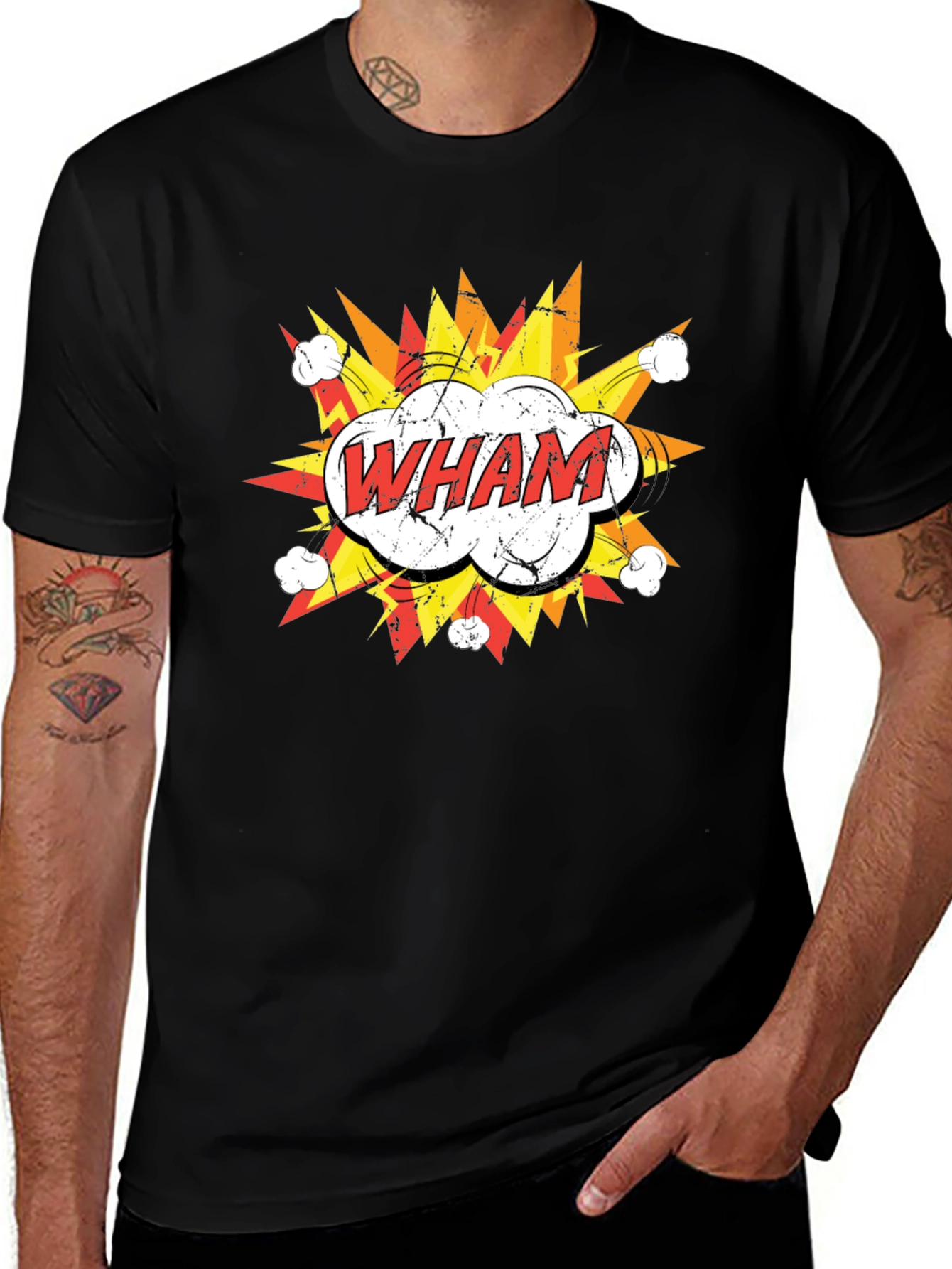 Wham! Graphic Print Black T-Shirt