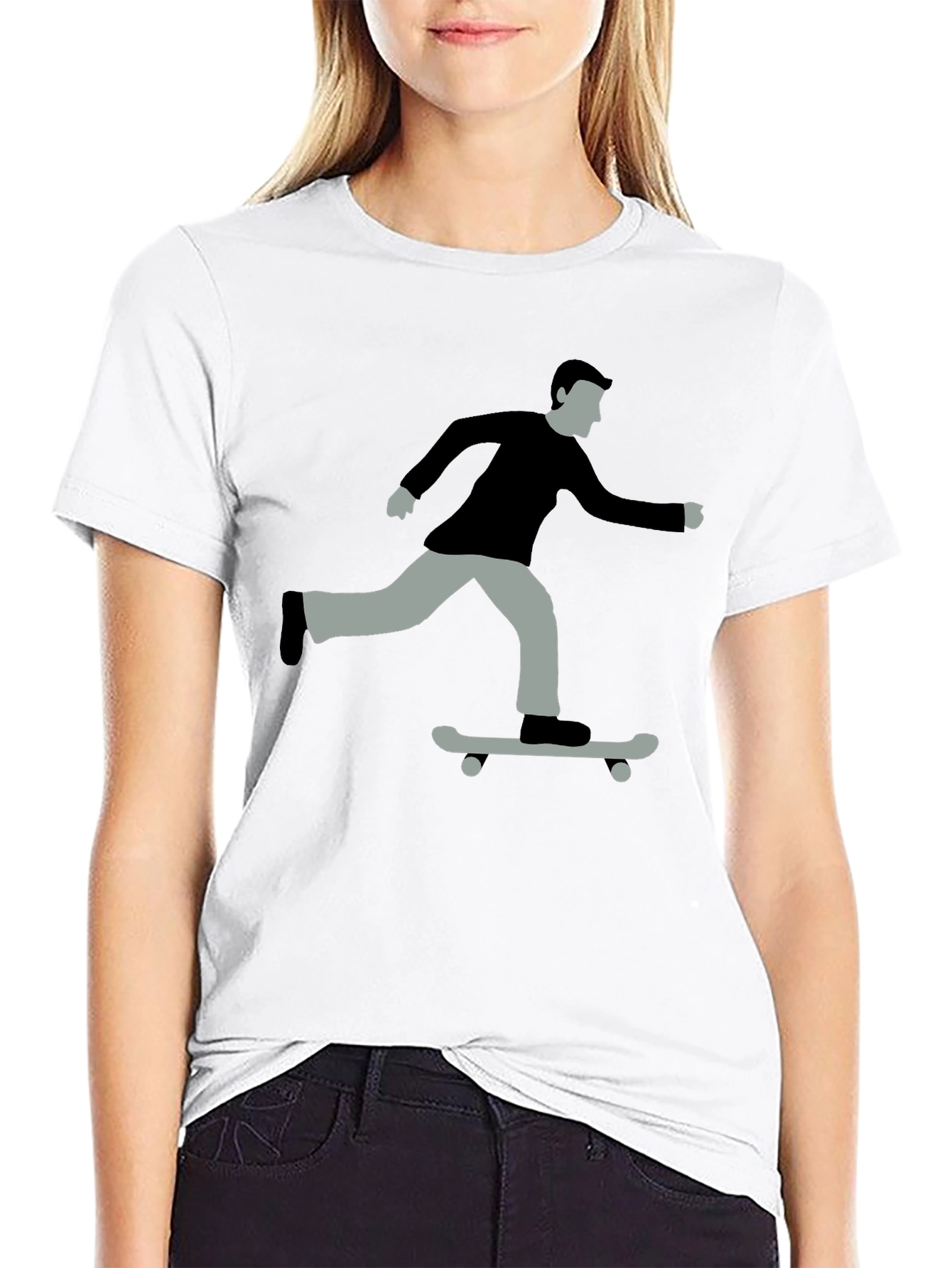 Skateboarder Graphic Tee - Black Cotton T-Shirt
