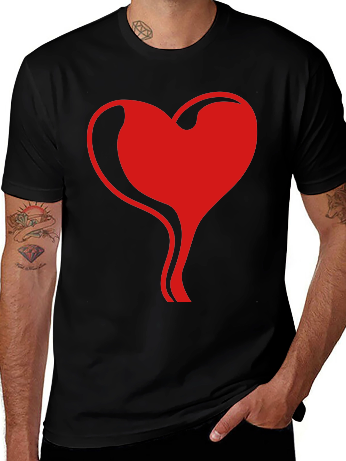 Heart Flow Graphic Tee - Stylish Black T-Shirt