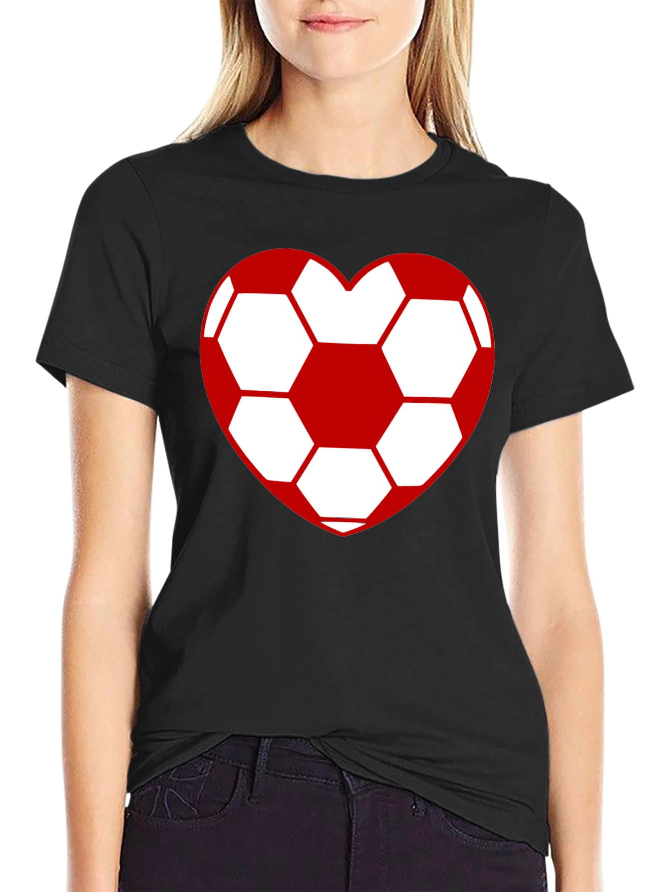 Soccer Heart T-Shirt - Stylish Black Cotton Tee