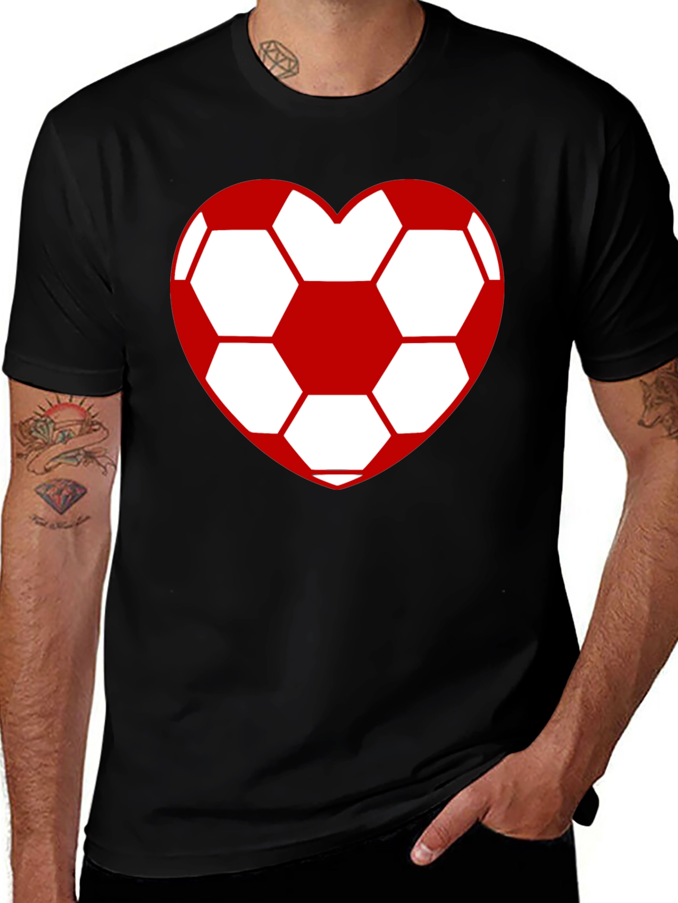 Soccer Heart T-Shirt - Stylish Black Cotton Tee