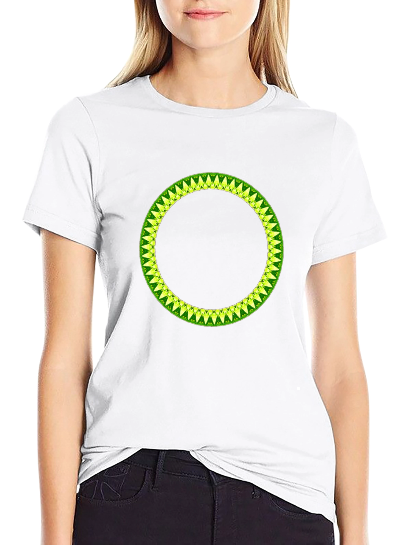Geometric Circle Design Black T-Shirt