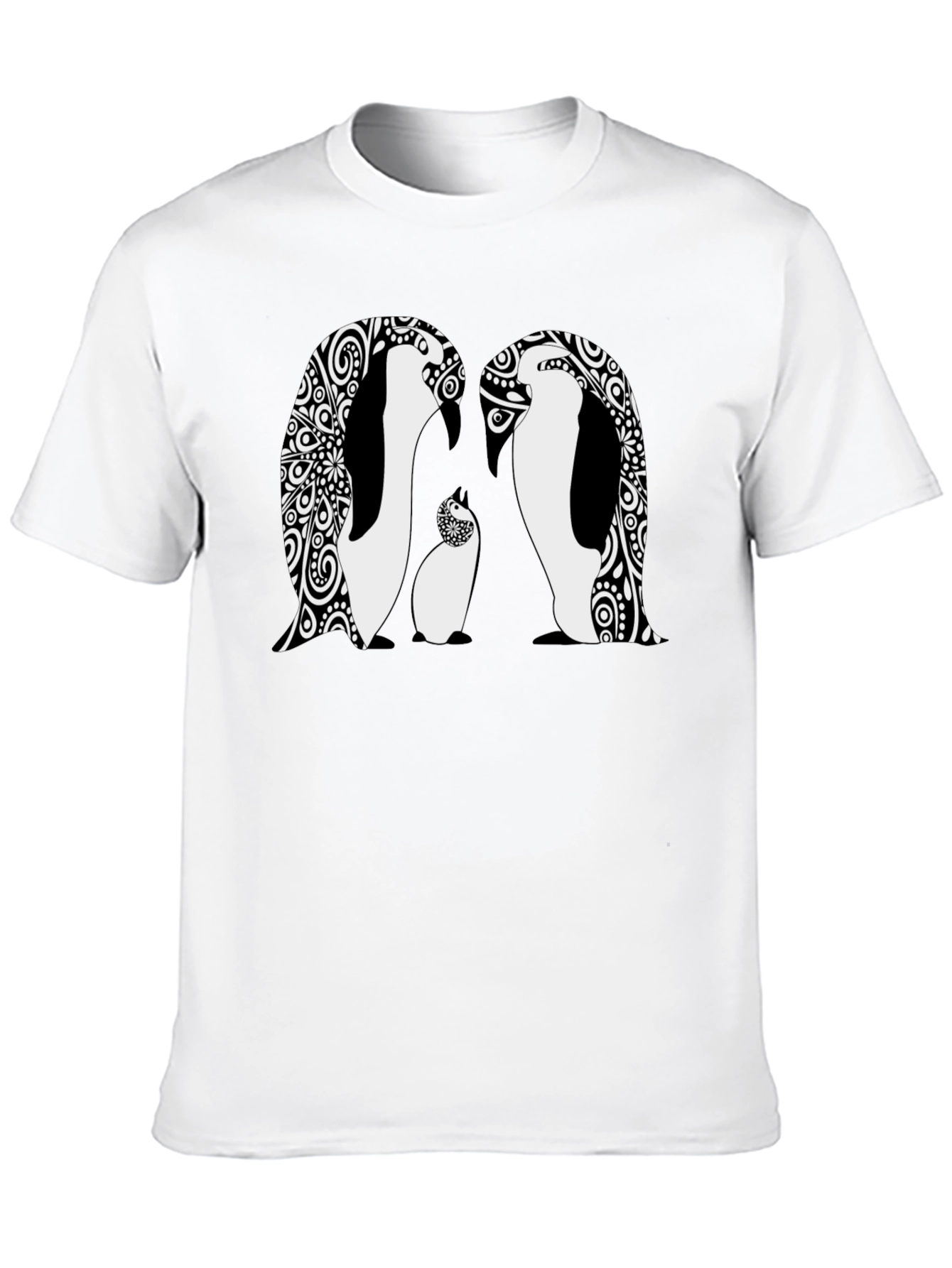 Penguin Family Graphic Black T-Shirt