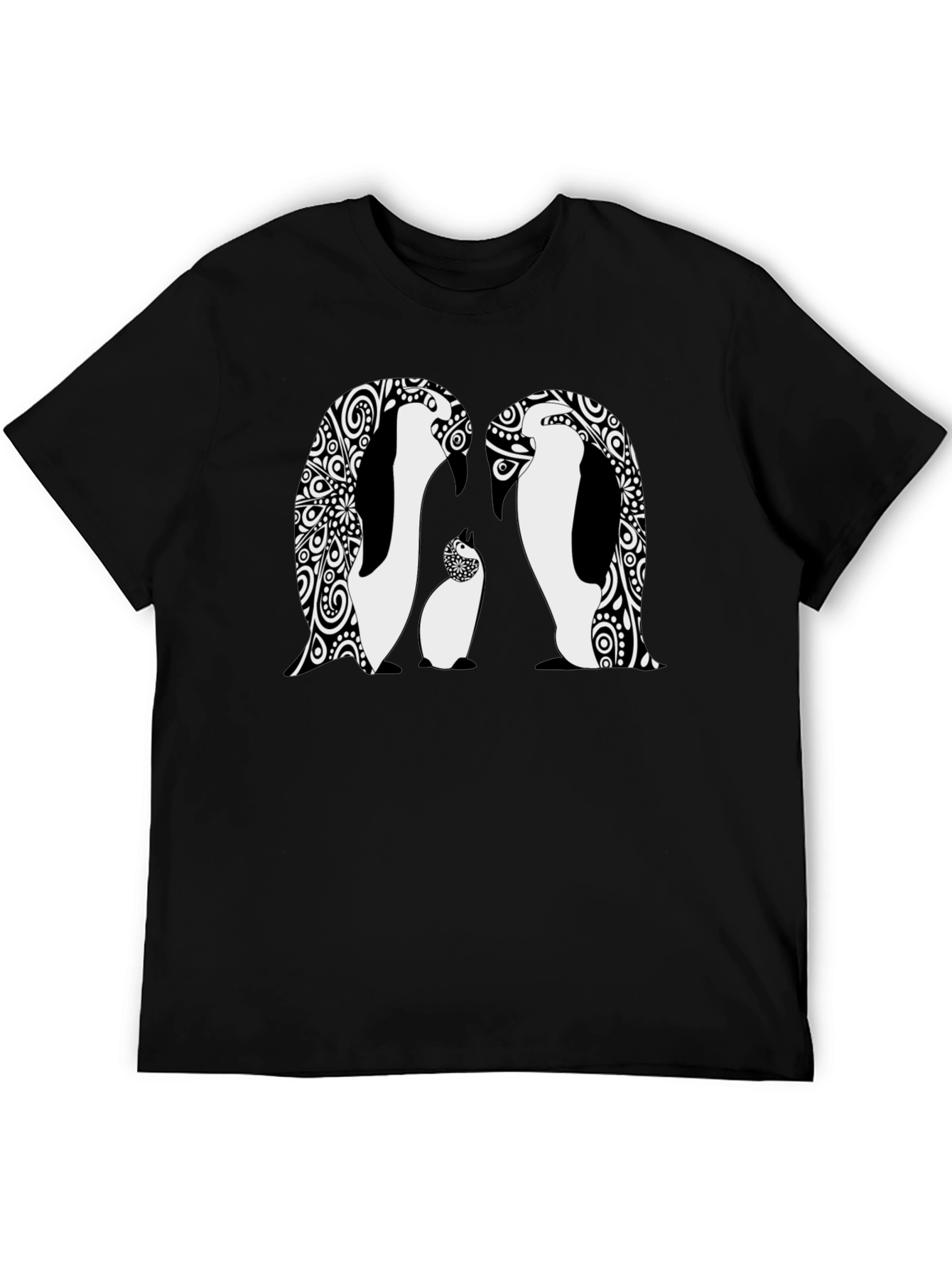 Penguin Family Graphic Black T-Shirt