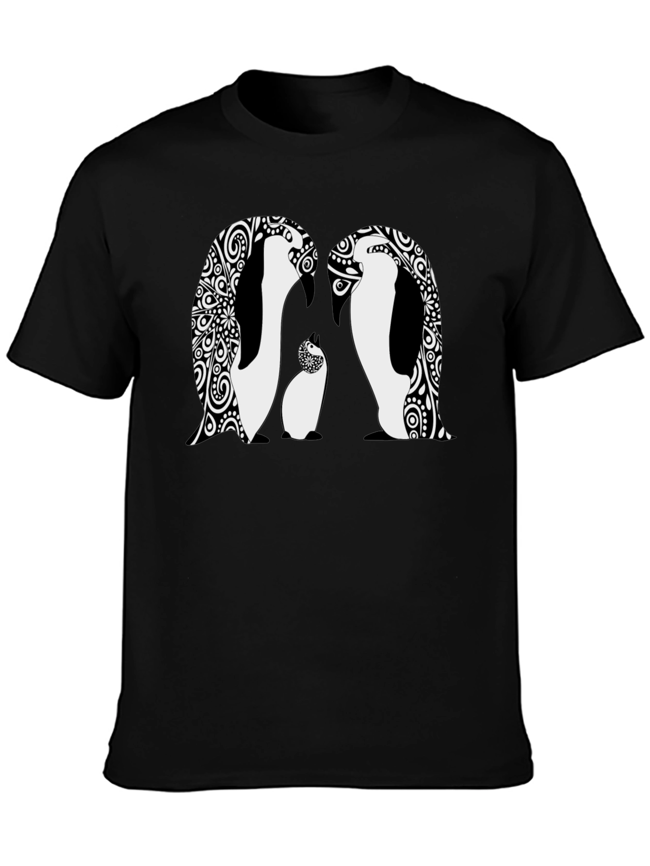 Penguin Family Graphic Black T-Shirt