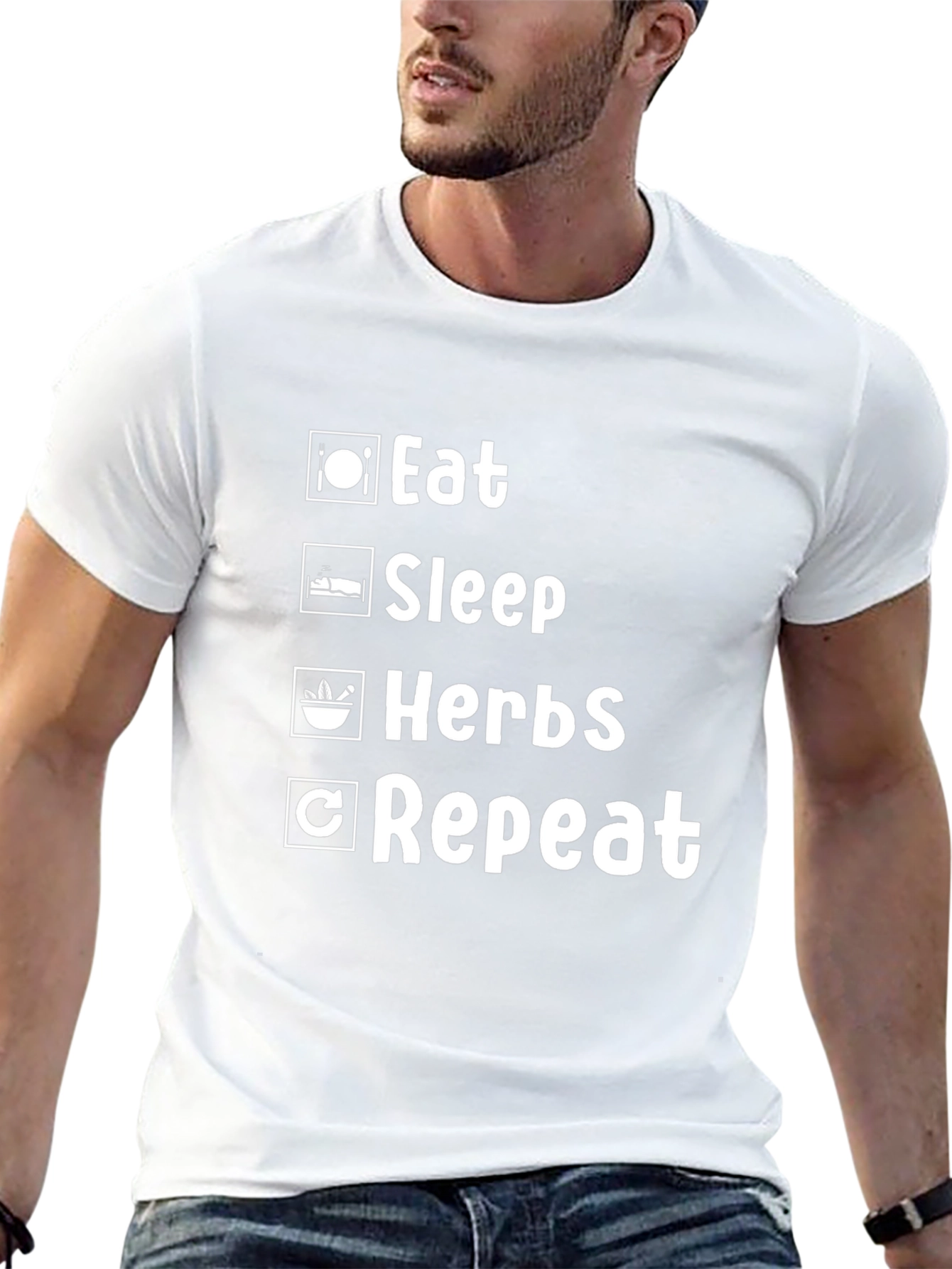 Eat Sleep Herbs Repeat T-Shirt - Black Graphic Tee