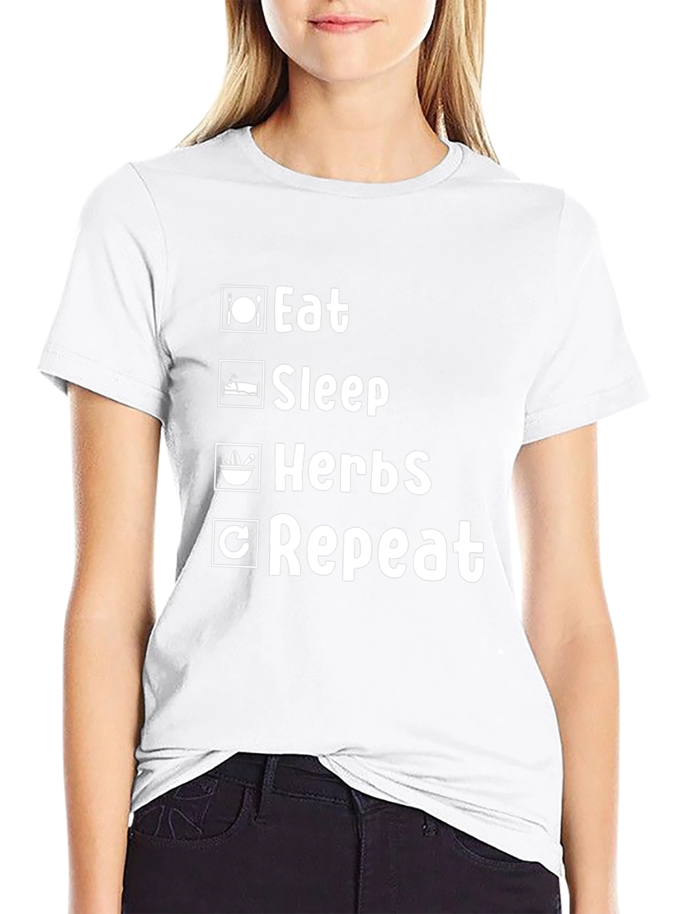 Eat Sleep Herbs Repeat T-Shirt - Black Graphic Tee