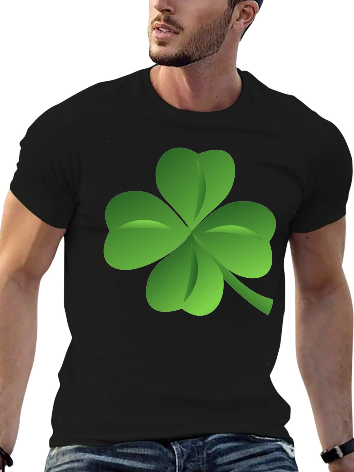 Lucky Four Leaf Clover Black T-Shirt