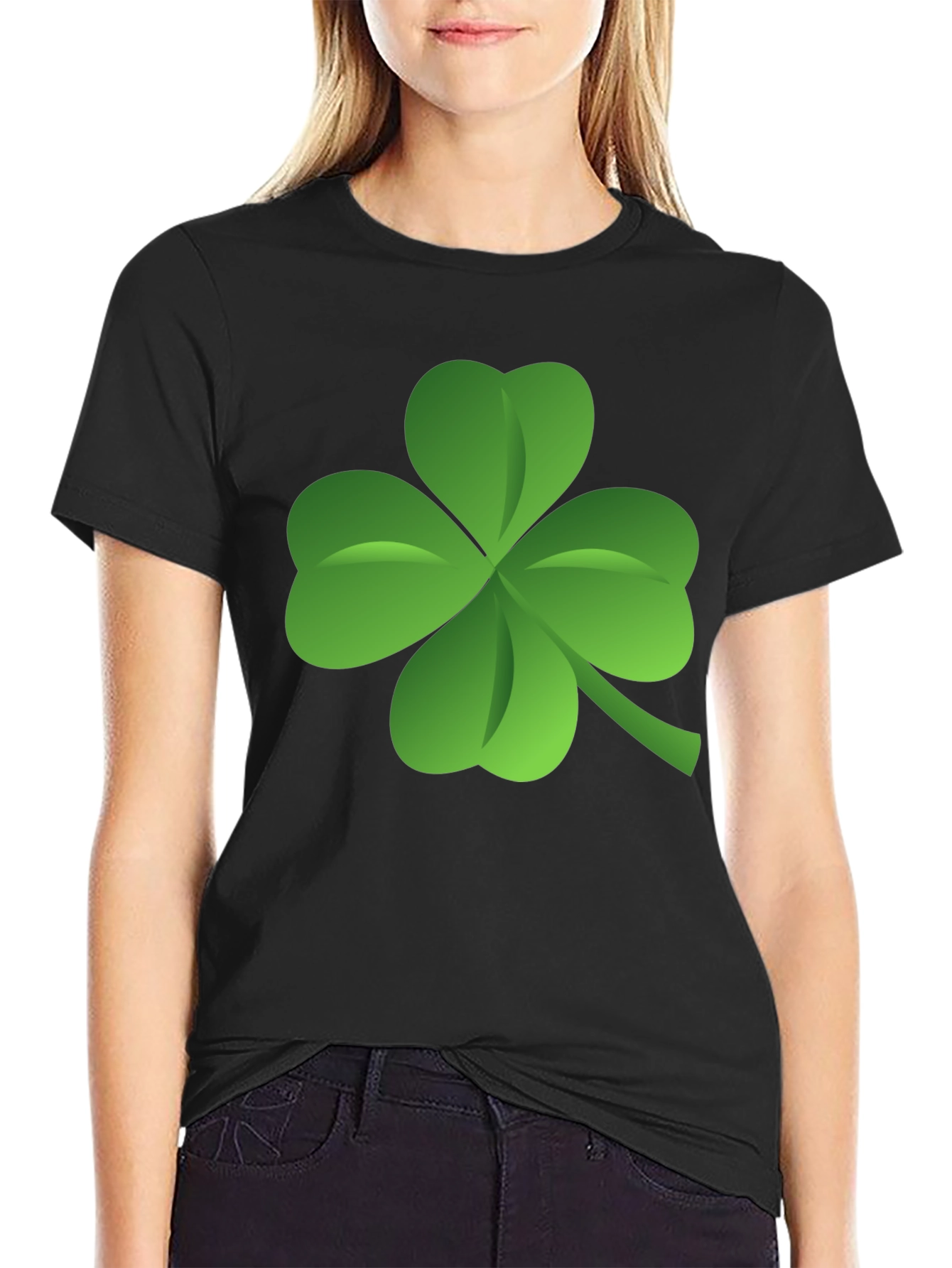 Lucky Four Leaf Clover Black T-Shirt