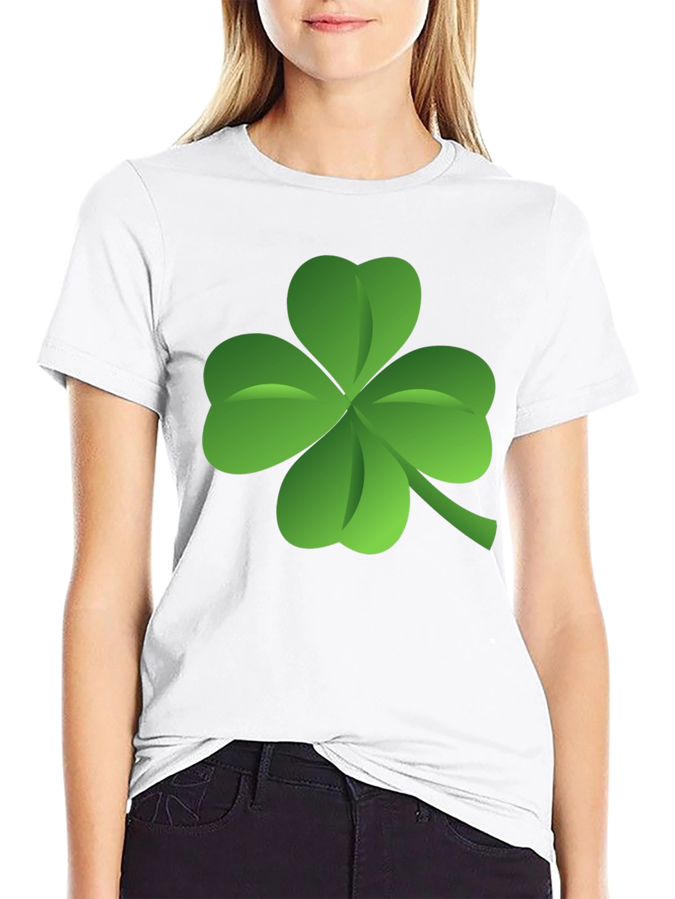 Lucky Four Leaf Clover Black T-Shirt