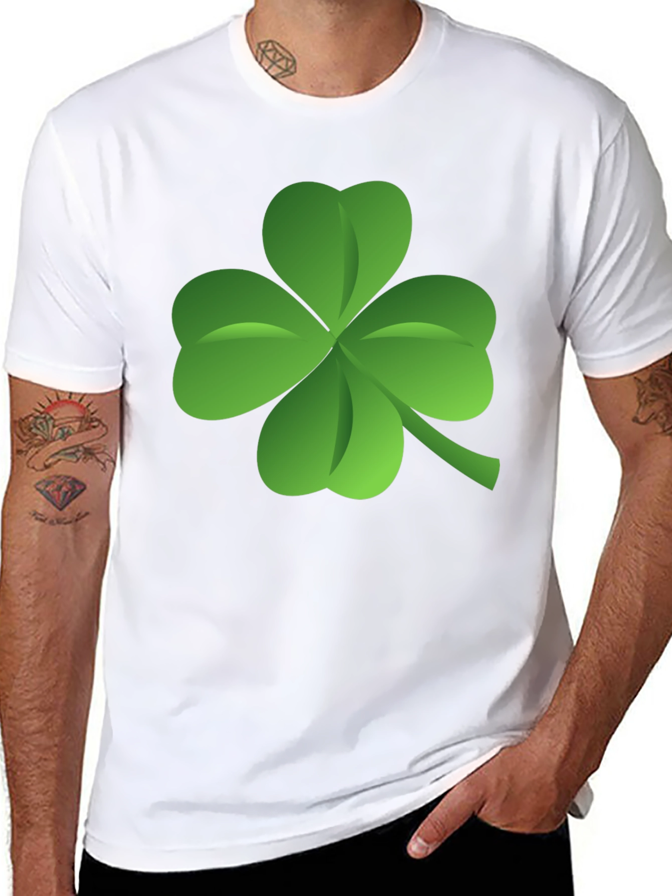 Lucky Four Leaf Clover Black T-Shirt
