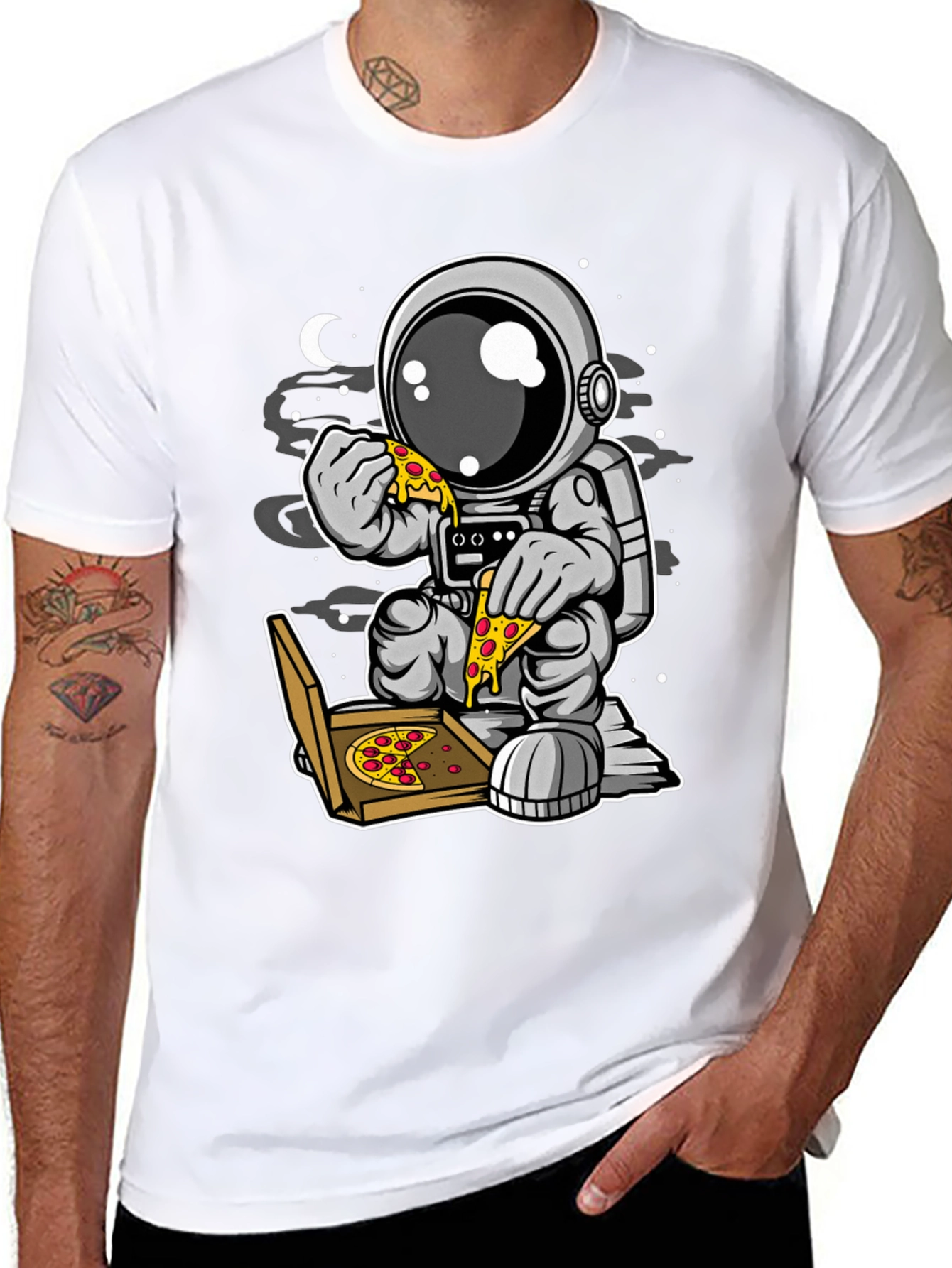 Astronaut Pizza T-Shirt - Space Foodie Tee
