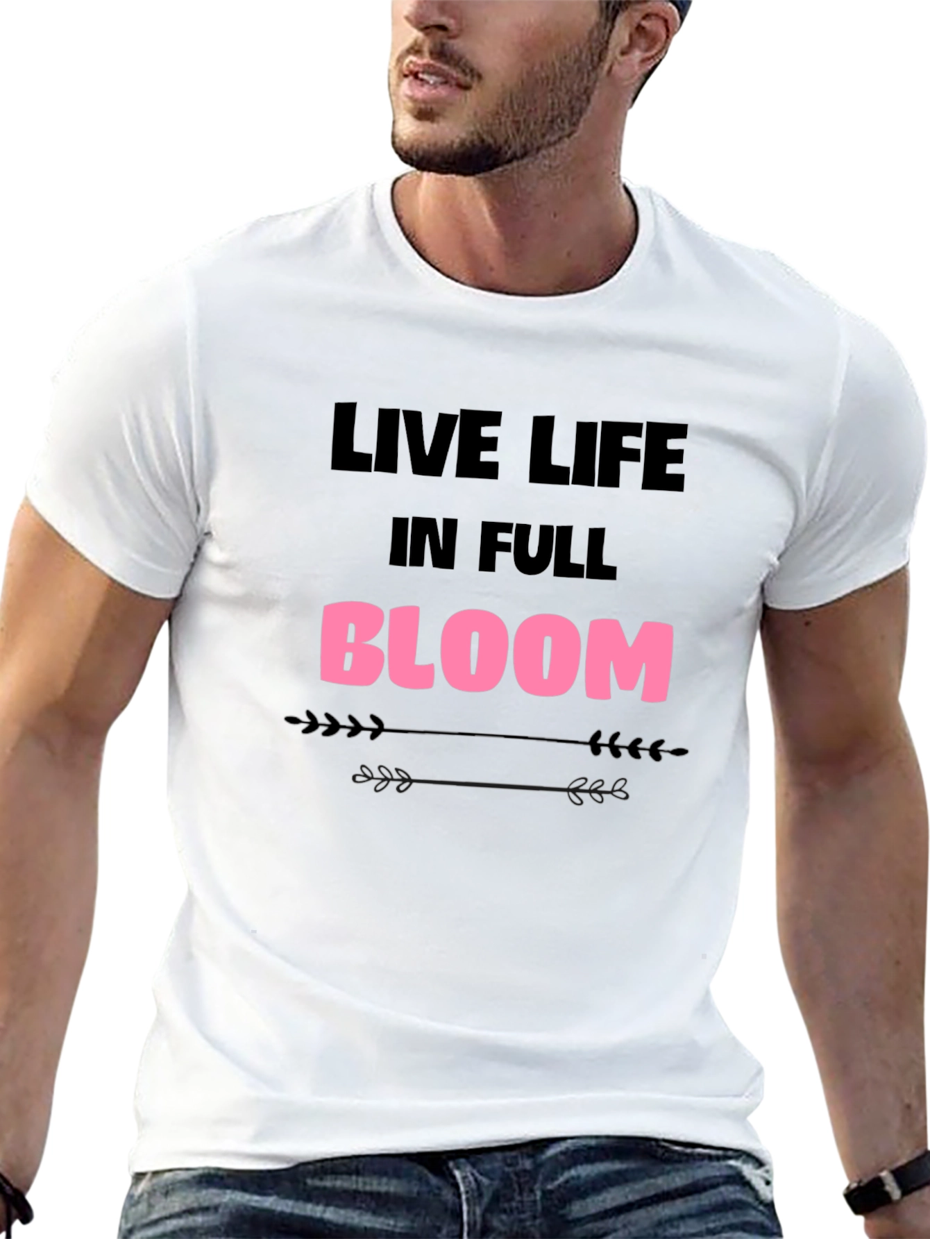 Live Life in Full Bloom Graphic Tee - Black