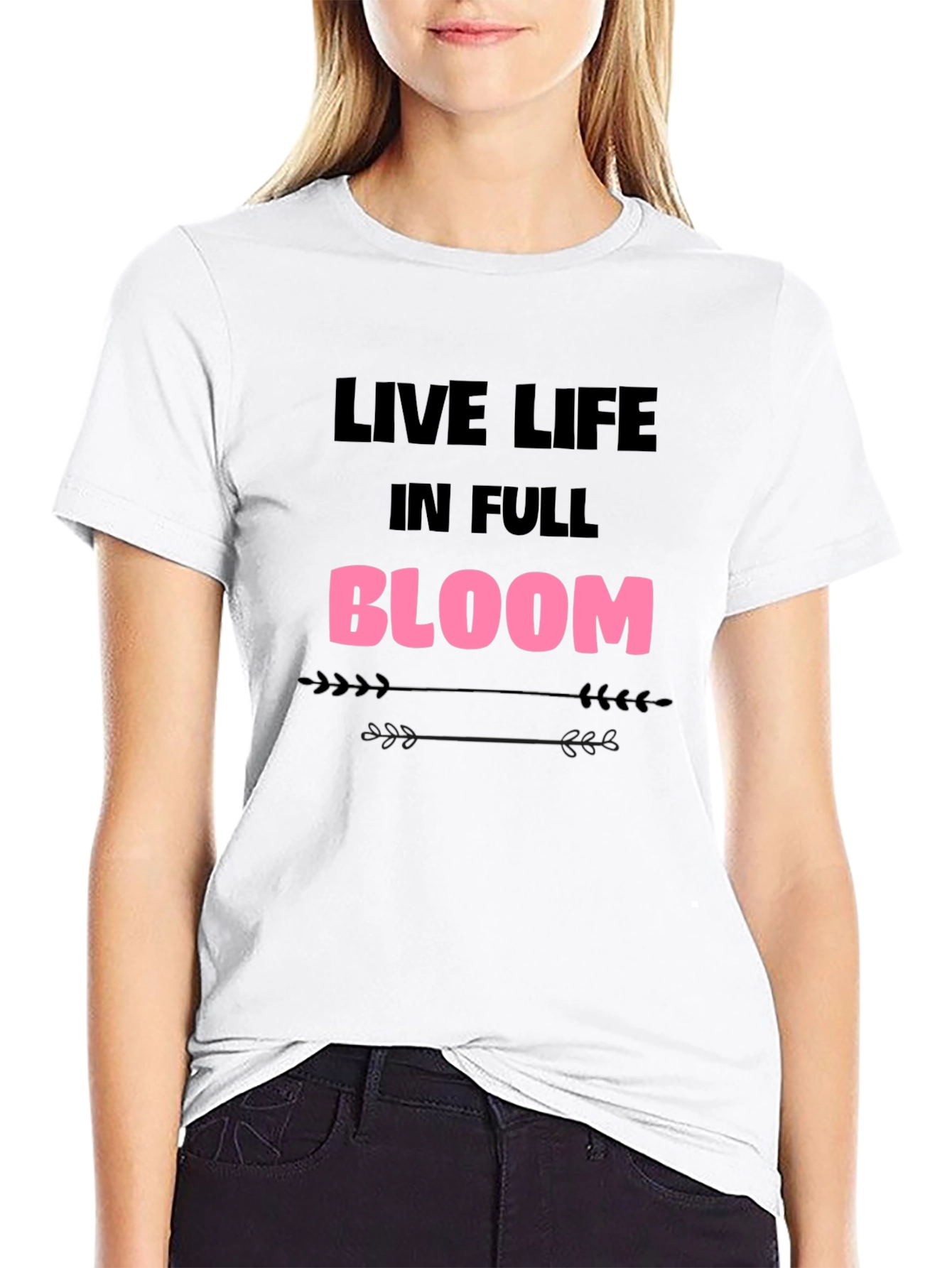 Live Life in Full Bloom Graphic Tee - Black