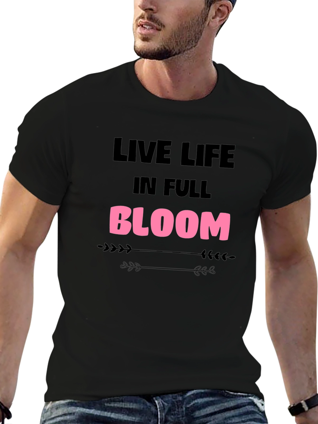 Live Life in Full Bloom Graphic Tee - Black