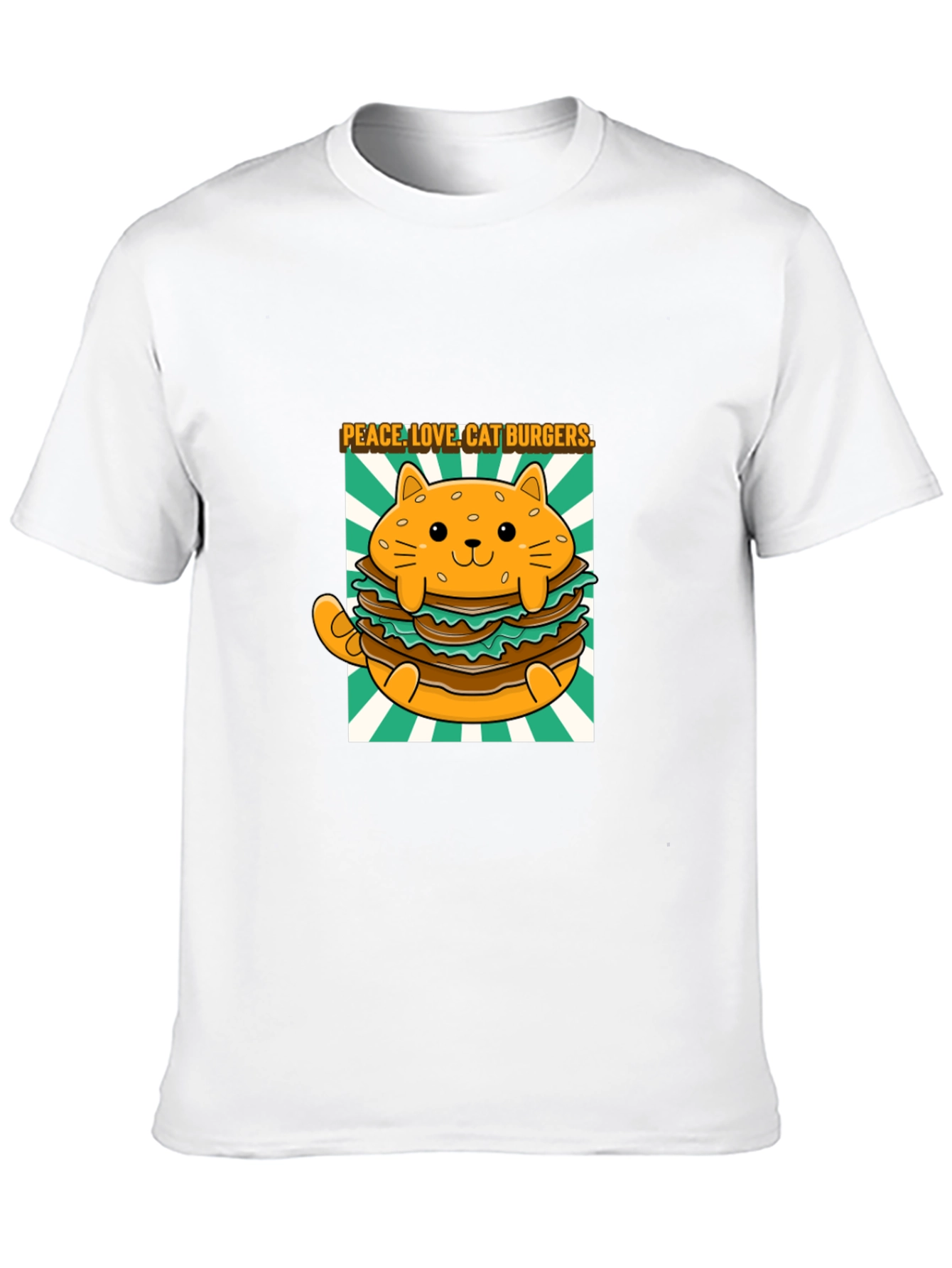 Peace Love Cat Burgers T-Shirt