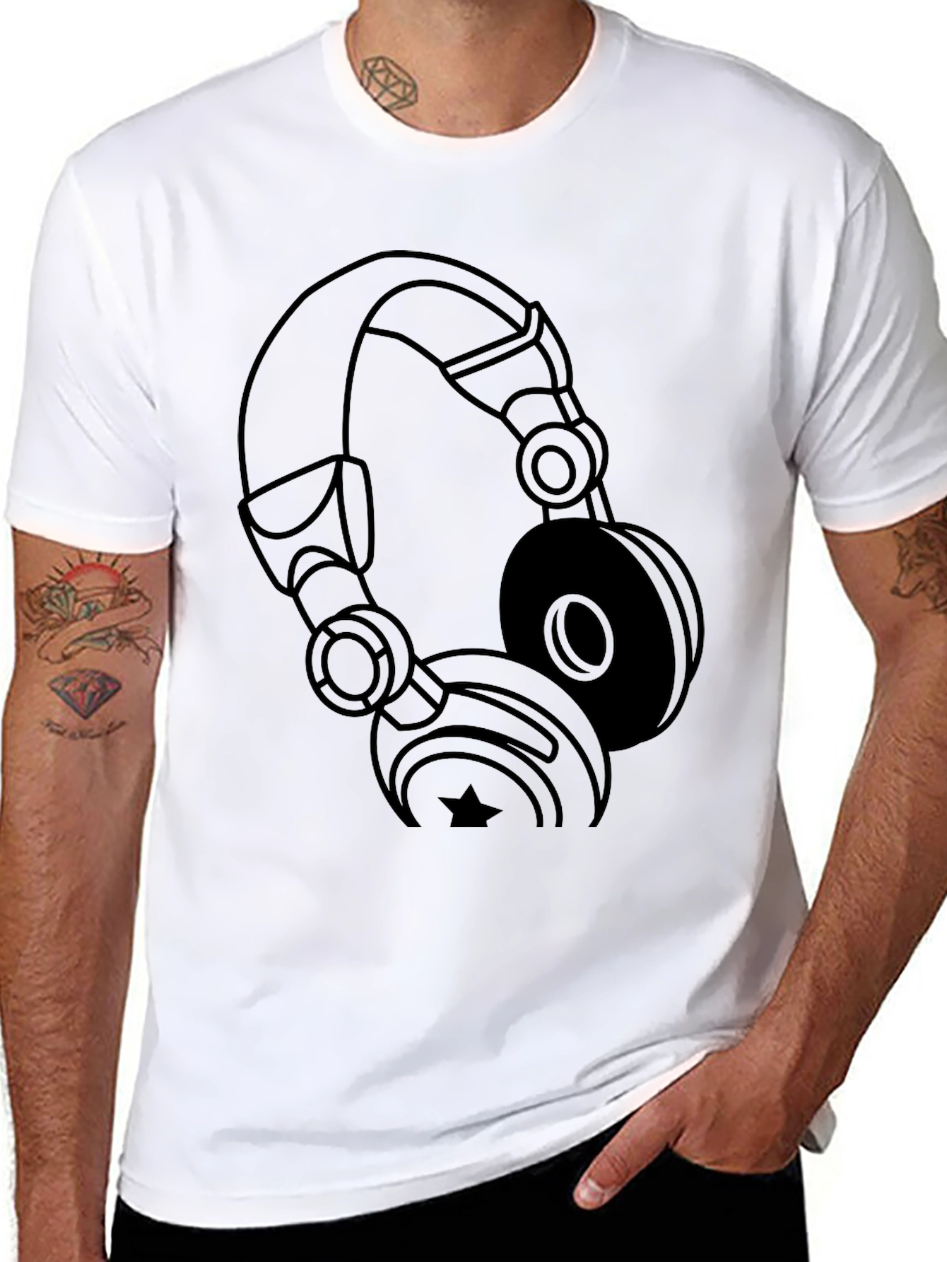 Black Headphones Graphic T-Shirt