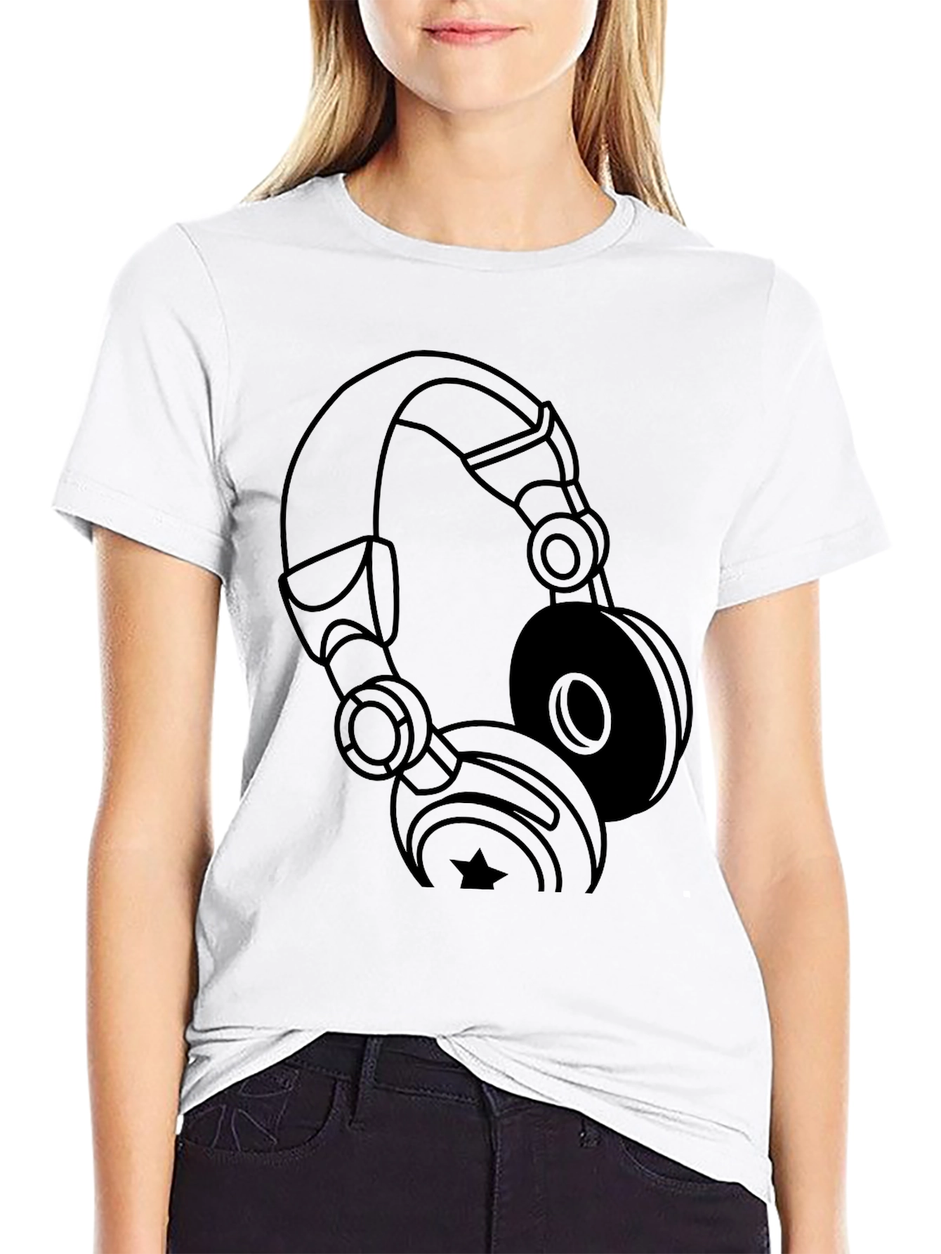 Black Headphones Graphic T-Shirt