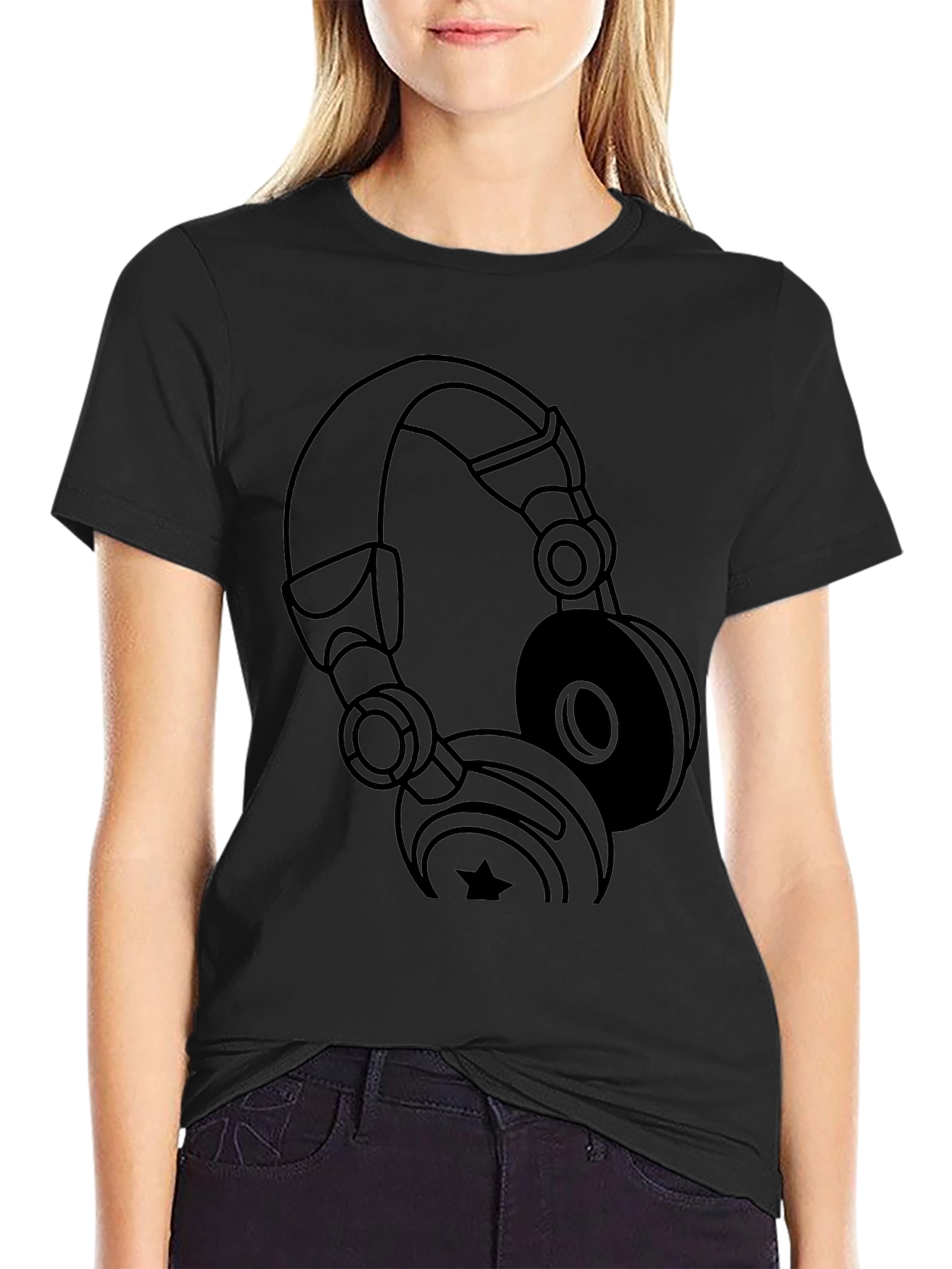 Black Headphones Graphic T-Shirt