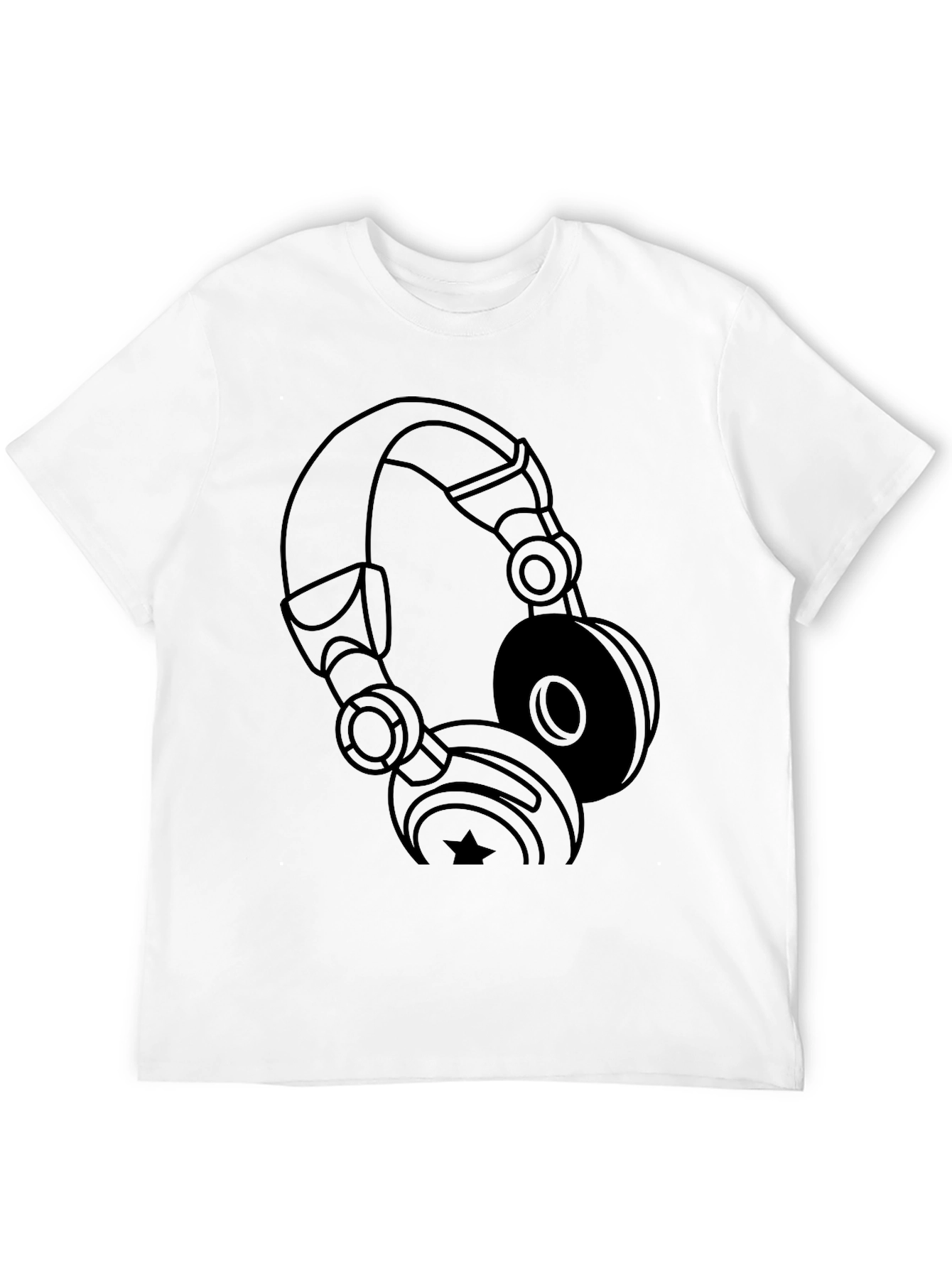 Black Headphones Graphic T-Shirt
