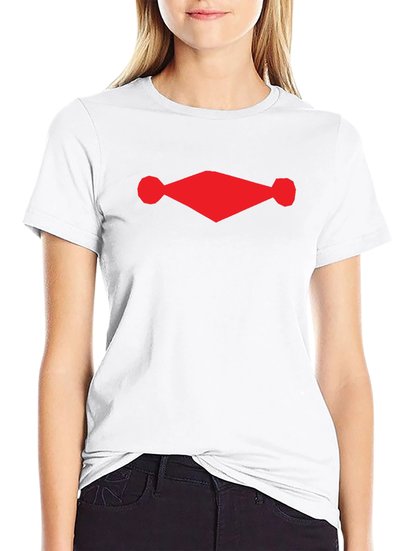 Black Tee with Red Diamond Design