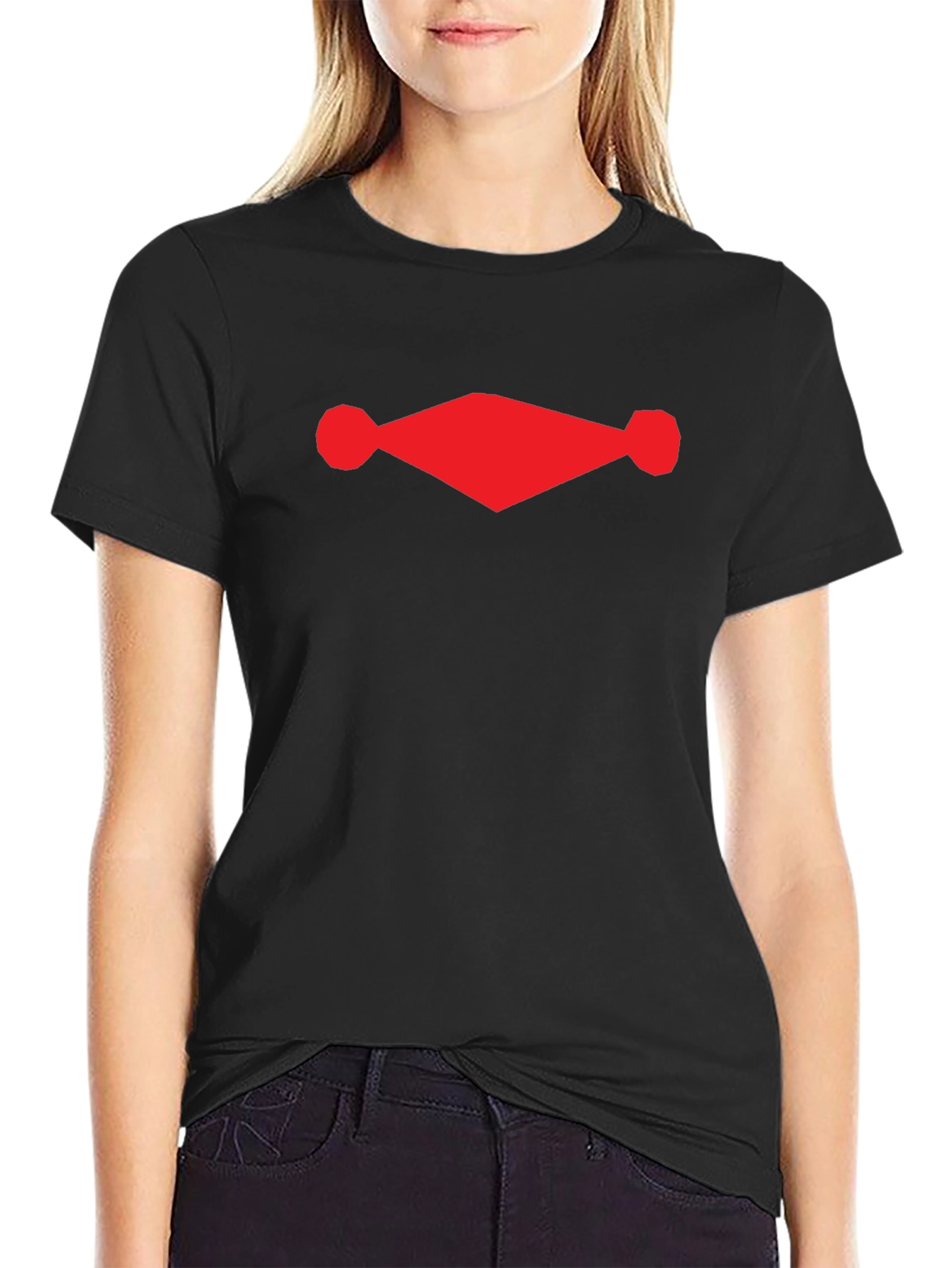 Black Tee with Red Diamond Design