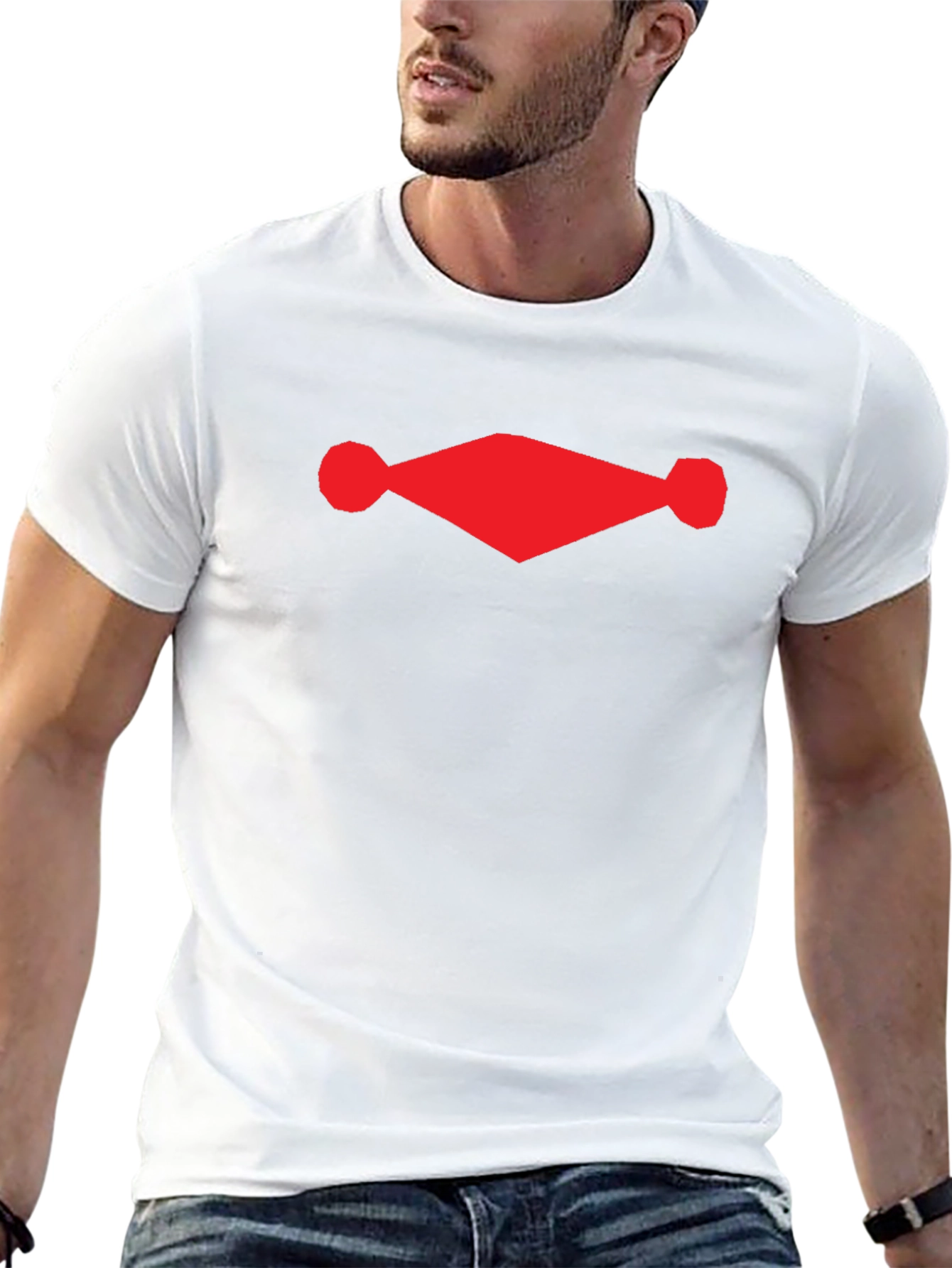 Black Tee with Red Diamond Design